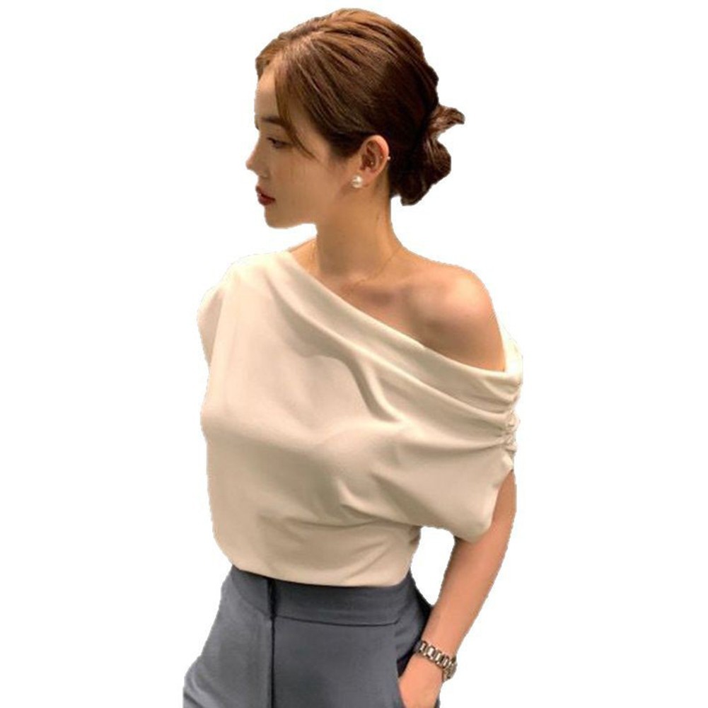 Women’s Polyester Spandex Blend Shoulder Top for Spring and Summer Wear