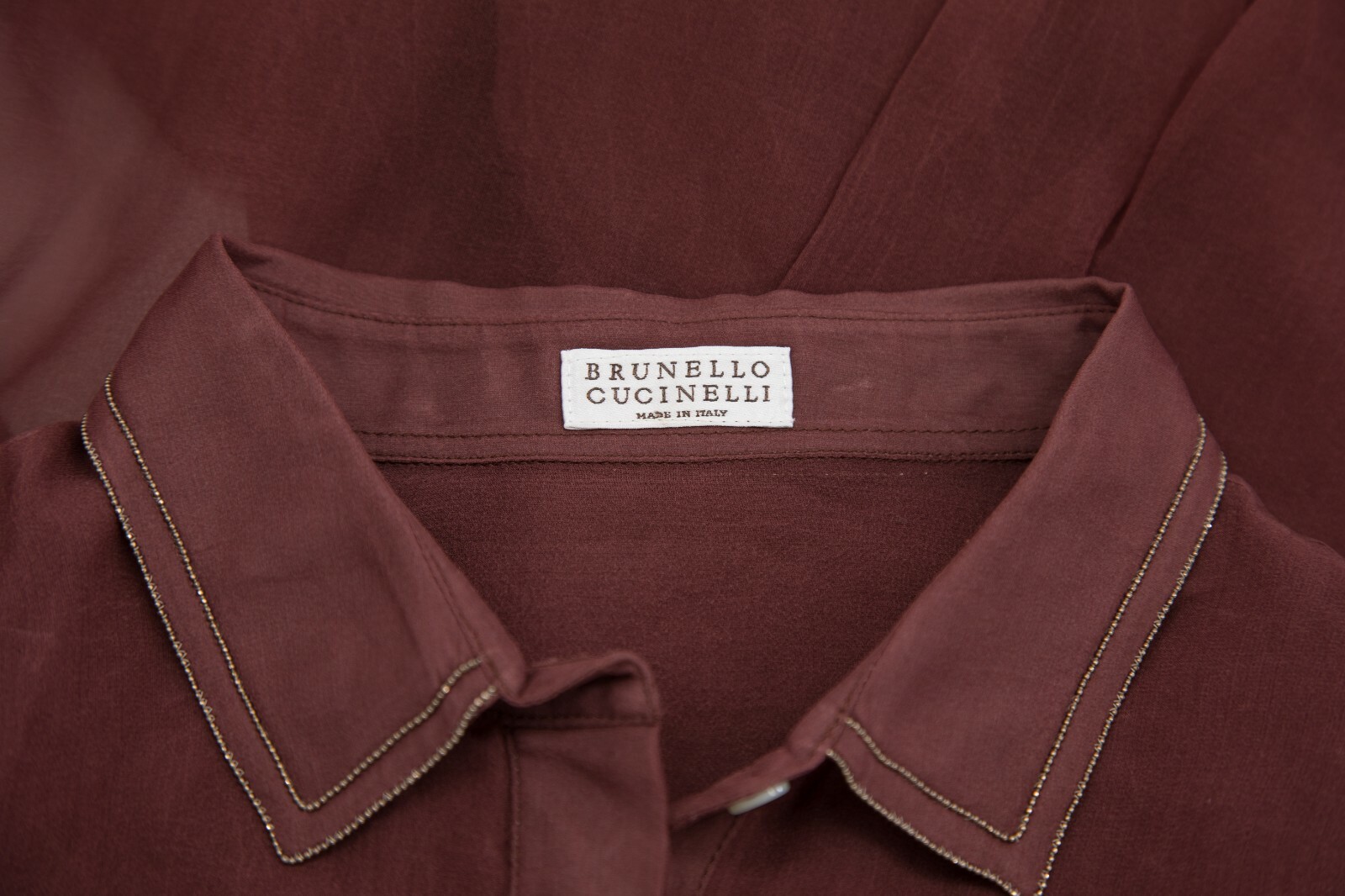 NWT$1745 Brunello Cucinelli Women 100% Silk Organza Dress Shirt W/Beading M A191