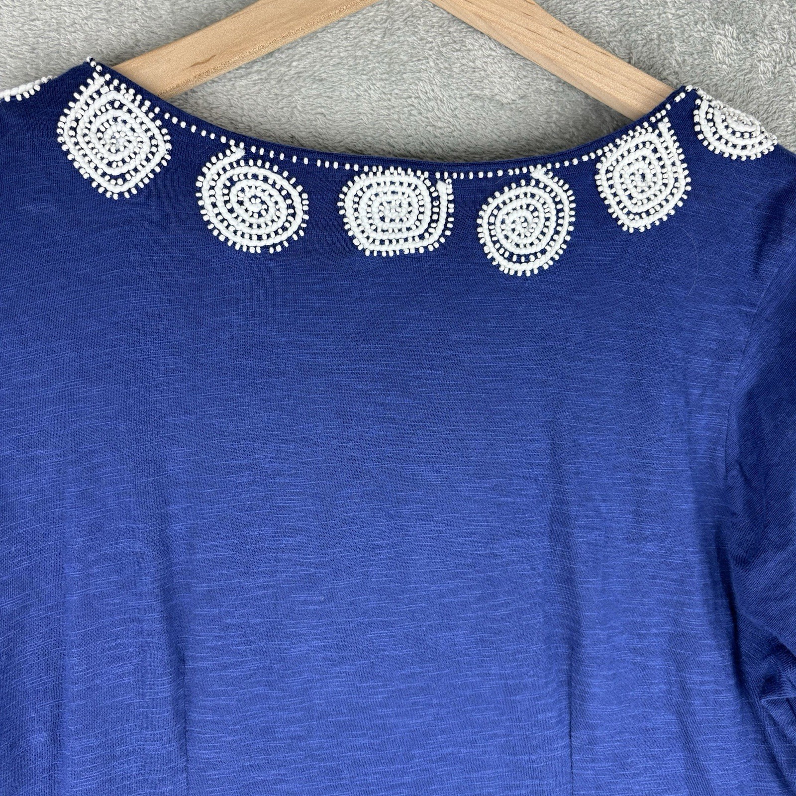 Tommy Bahama Top Women Medium Royal Blue Keira Isle Of Bliss Tunic Beaded NWT