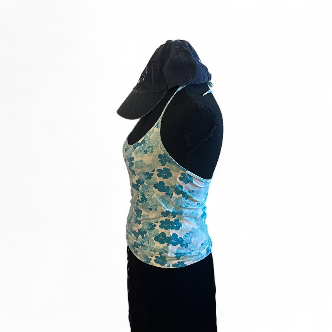 Blind Date Vintage Y2K Blue Floral Halter Vacation Boho Preppy Tank Size 34/XS-S