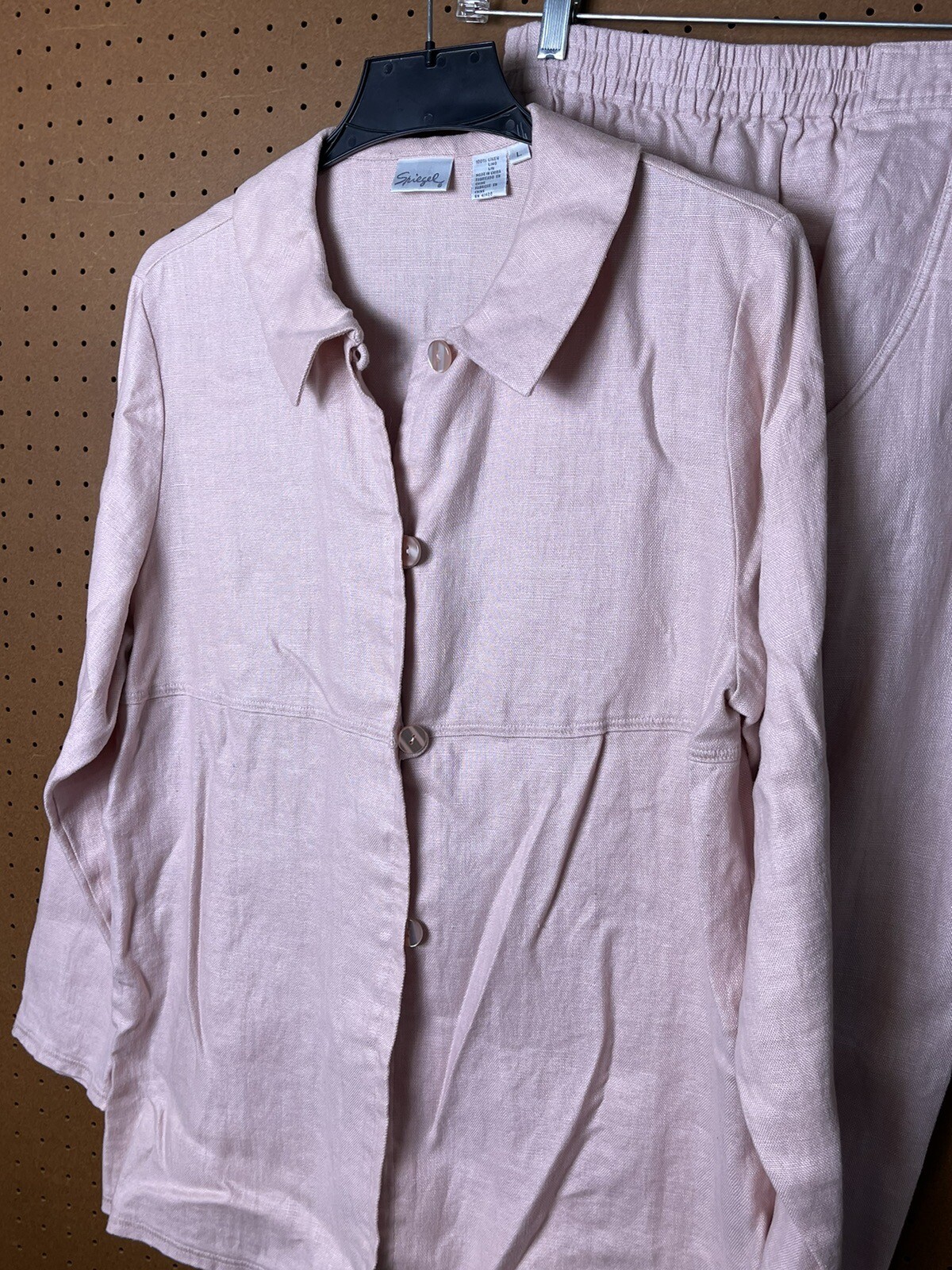 Spiegel Women’s Linen Light Pink Top Jacket & Pants Size 14 EUC Beautiful