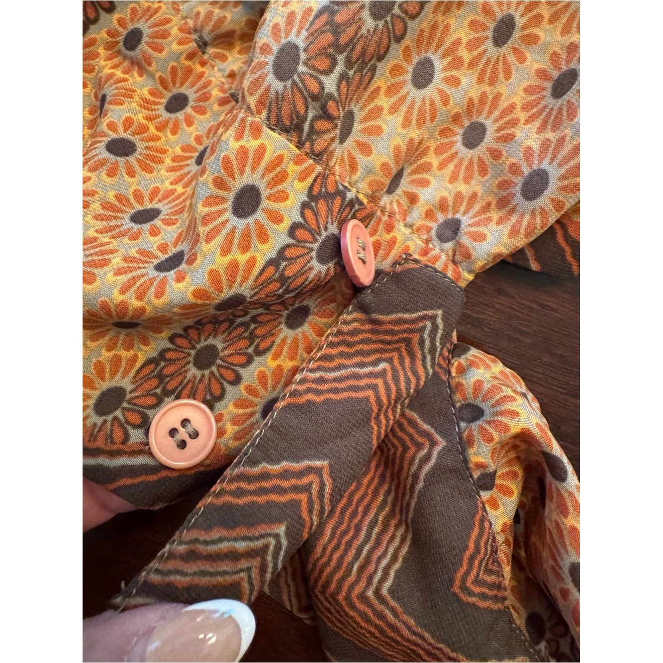 Simply Be Womens boho Burnt Orange Wrap Blouse with Chevron Trim large