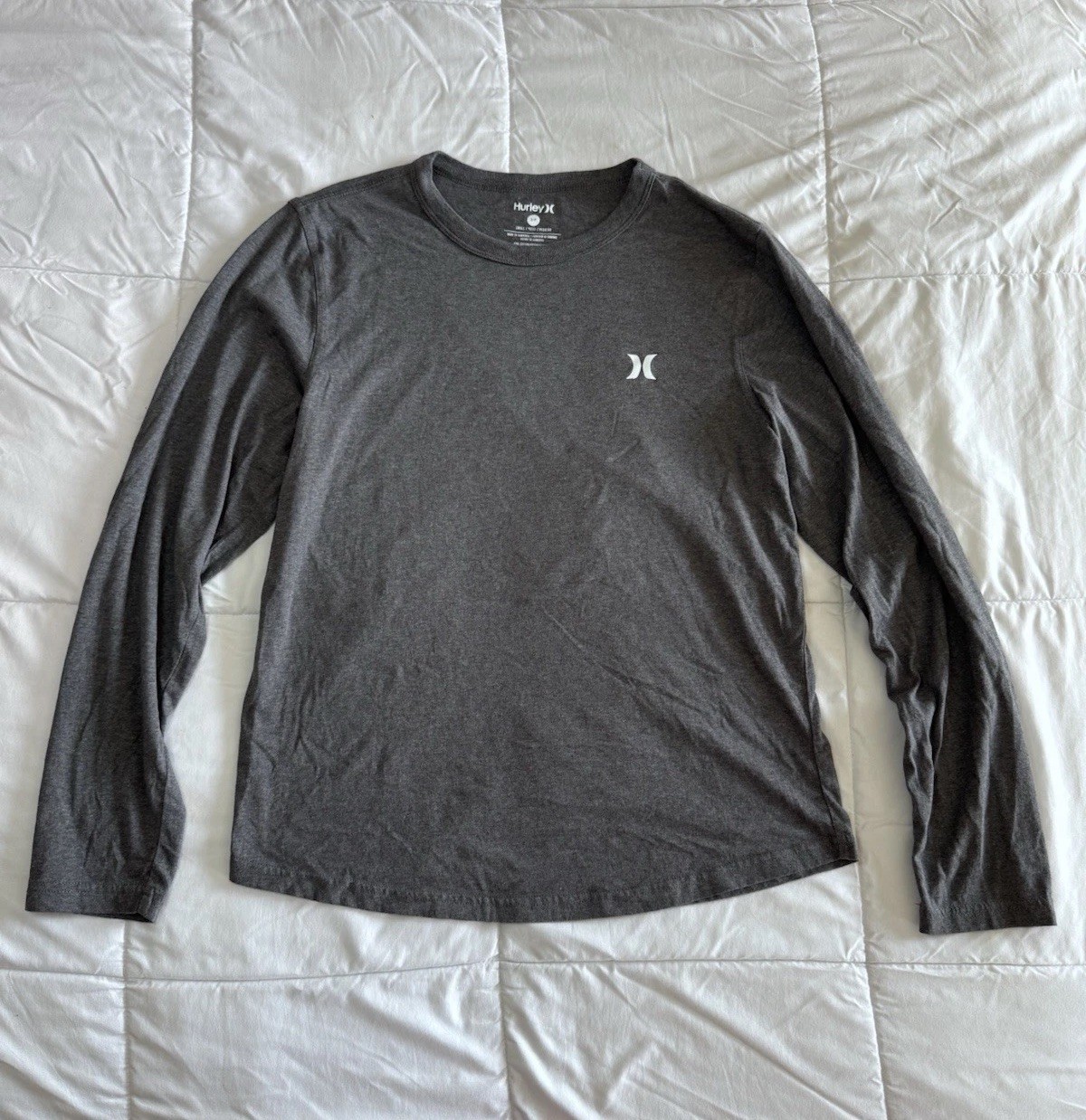 Hurley Long Sleeve Logo Shirt Size Small Gray Soft Casual Excellent Condition