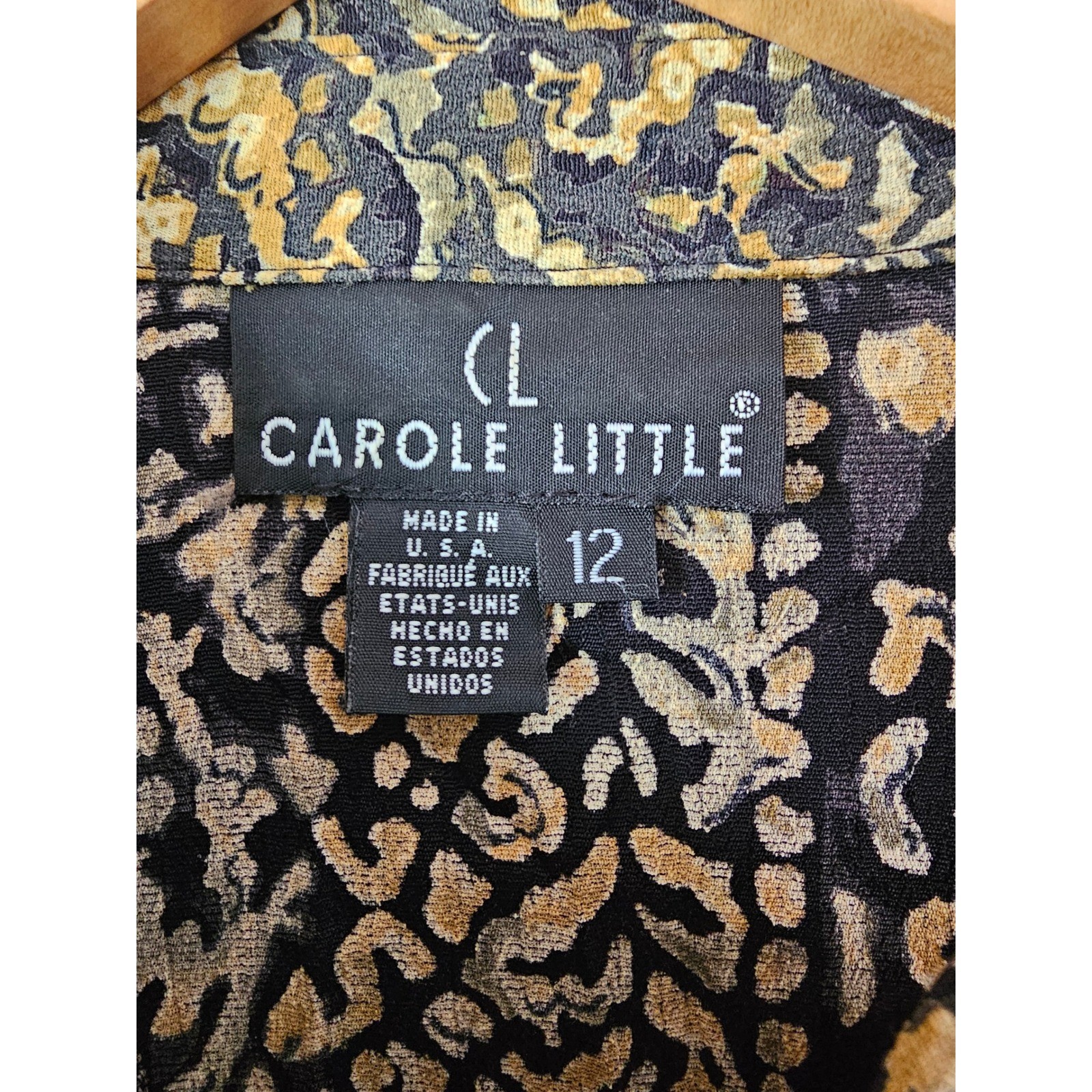 Carole Little Vintage Floral Print Button Down Long Sleeve Blouse Size 12
