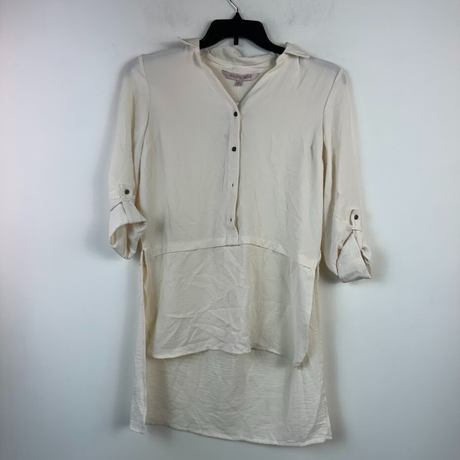 Willow Drive Womens S Whisper White Button Up Collared Tunic Top NWT DC55