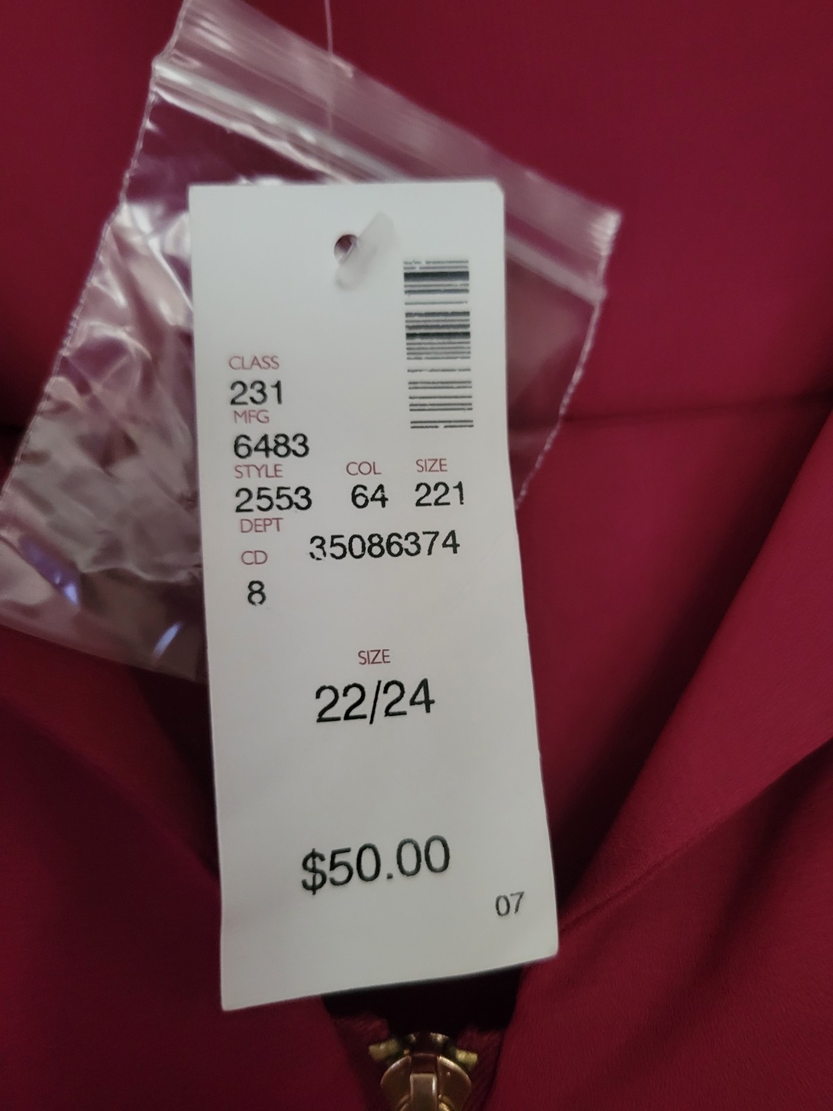 Avenue Blouse 22/24 Burgundy Plus Size 3/4 Zip Front Long Sleeve Top NWT