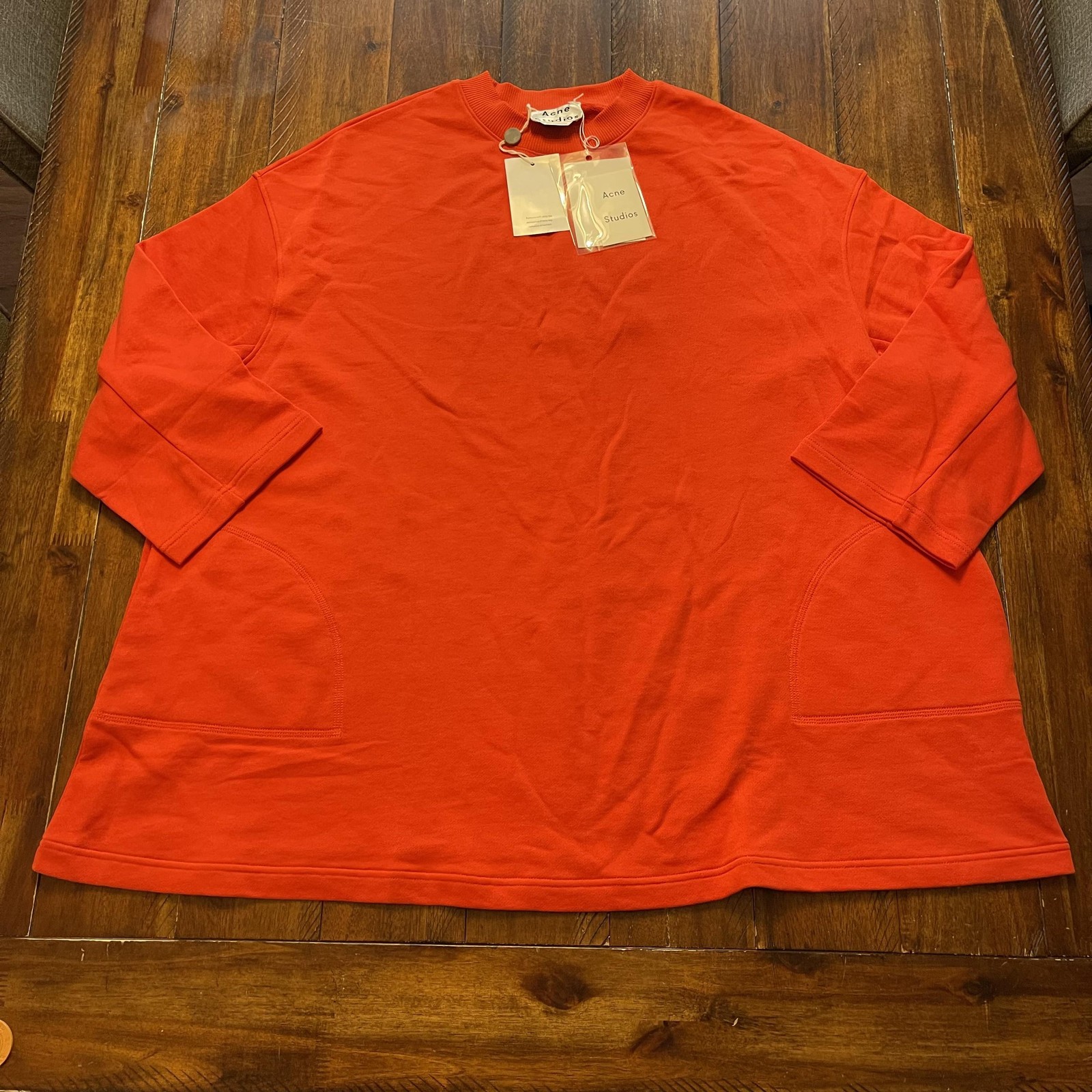 Acne Studios Sweatshirt Womens Medium Orange Leyla U FL SS17 Oversized Tunic