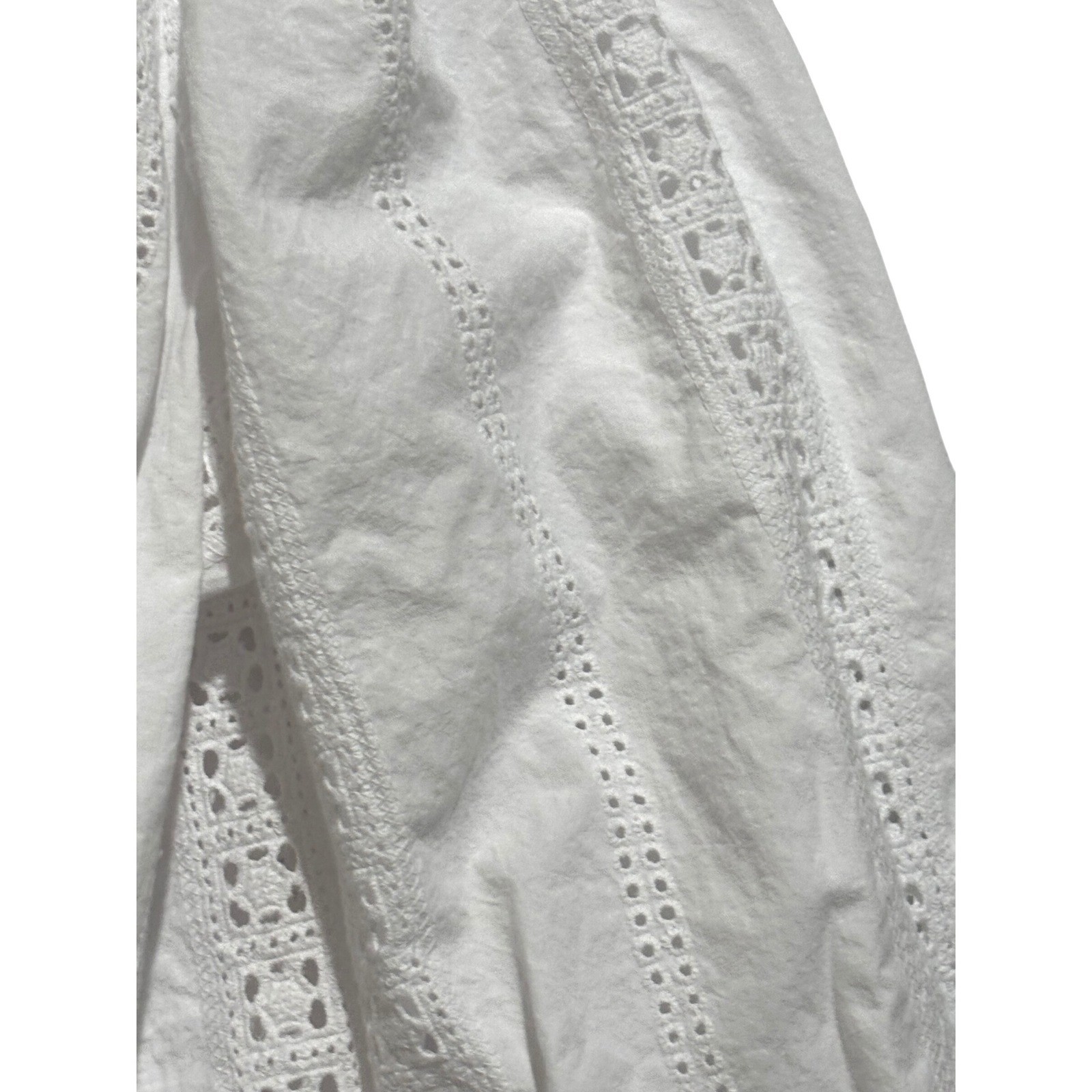 Cotton White Eyelet Lace v-neck peasant tunic top XL 16-18 cottagecore boho