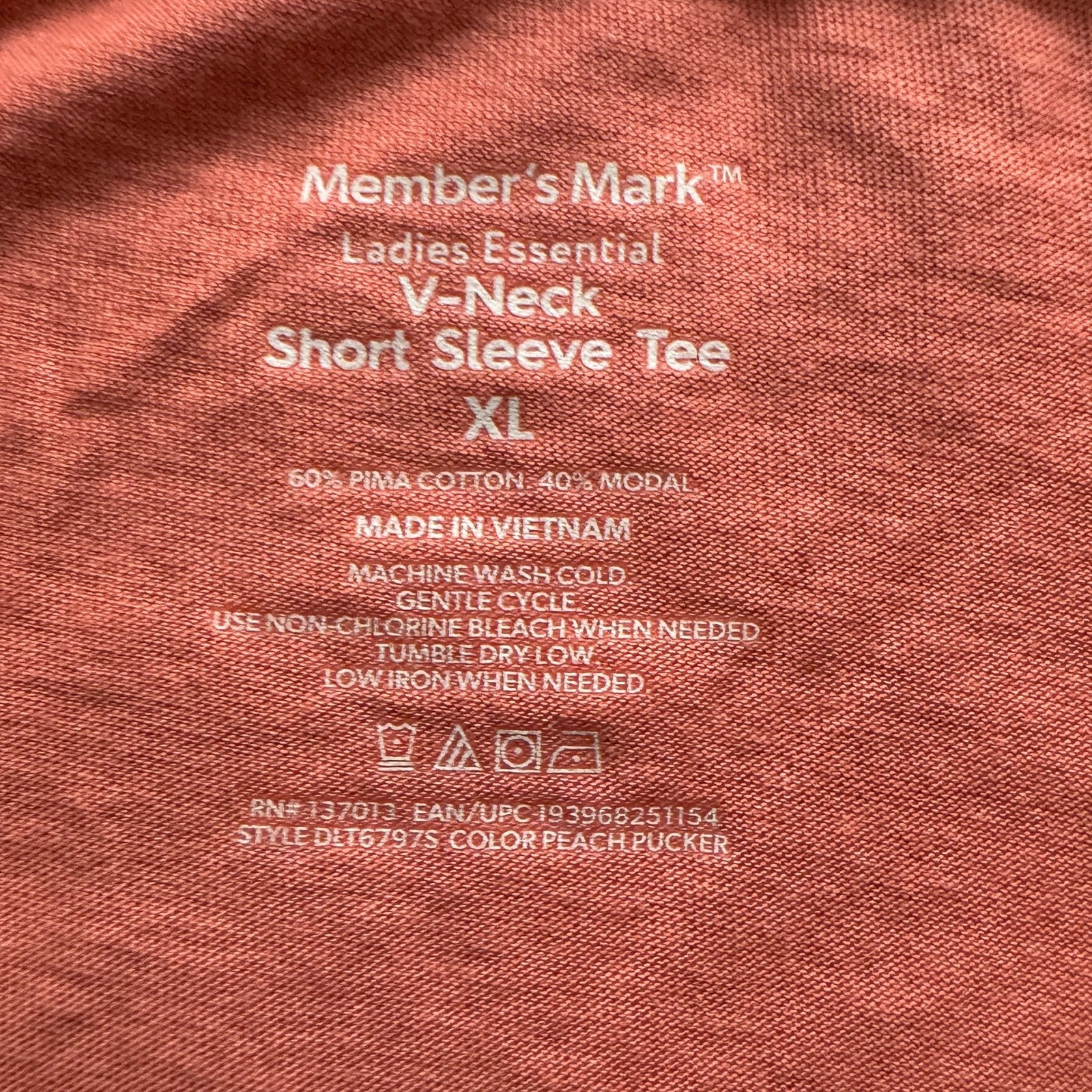 Athletic Works Women XL V-Neck Short Sleeve T-Shirt Coral