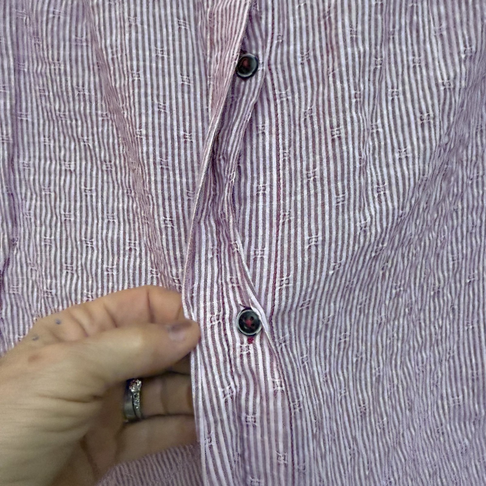 Free People Women’s Button Down Shirt Sz XS No Limits Striped Pocket Split Back