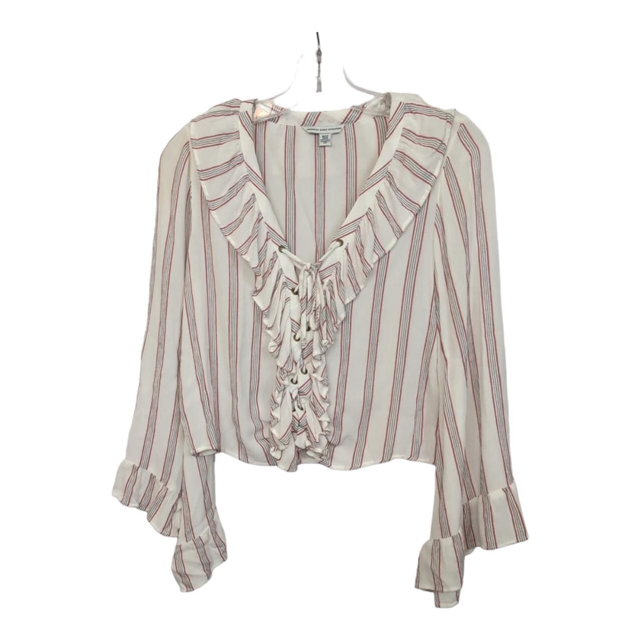 American Eagle Outfitters Lace Up Ruffle Crop Top Size XS