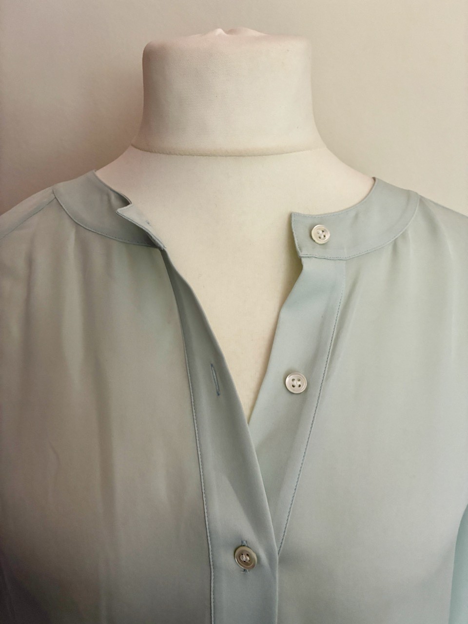 Tamara Mellon 100% Silk Mint Blue Split Sleeve Blouse UK 12 US 8