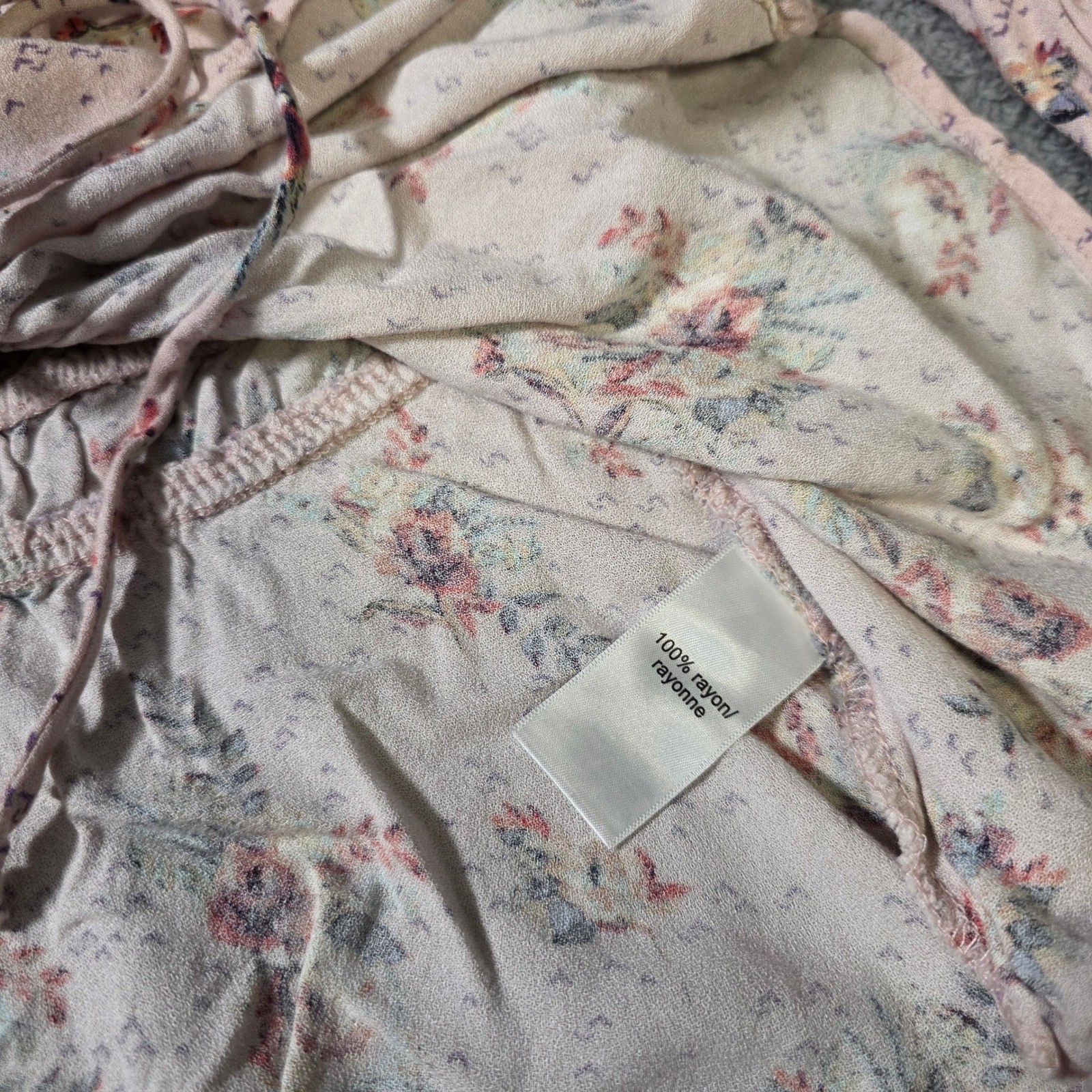 Maurices Womens M Peplum Blouse Pink Floral Button Front Boho Long Sleeve Top