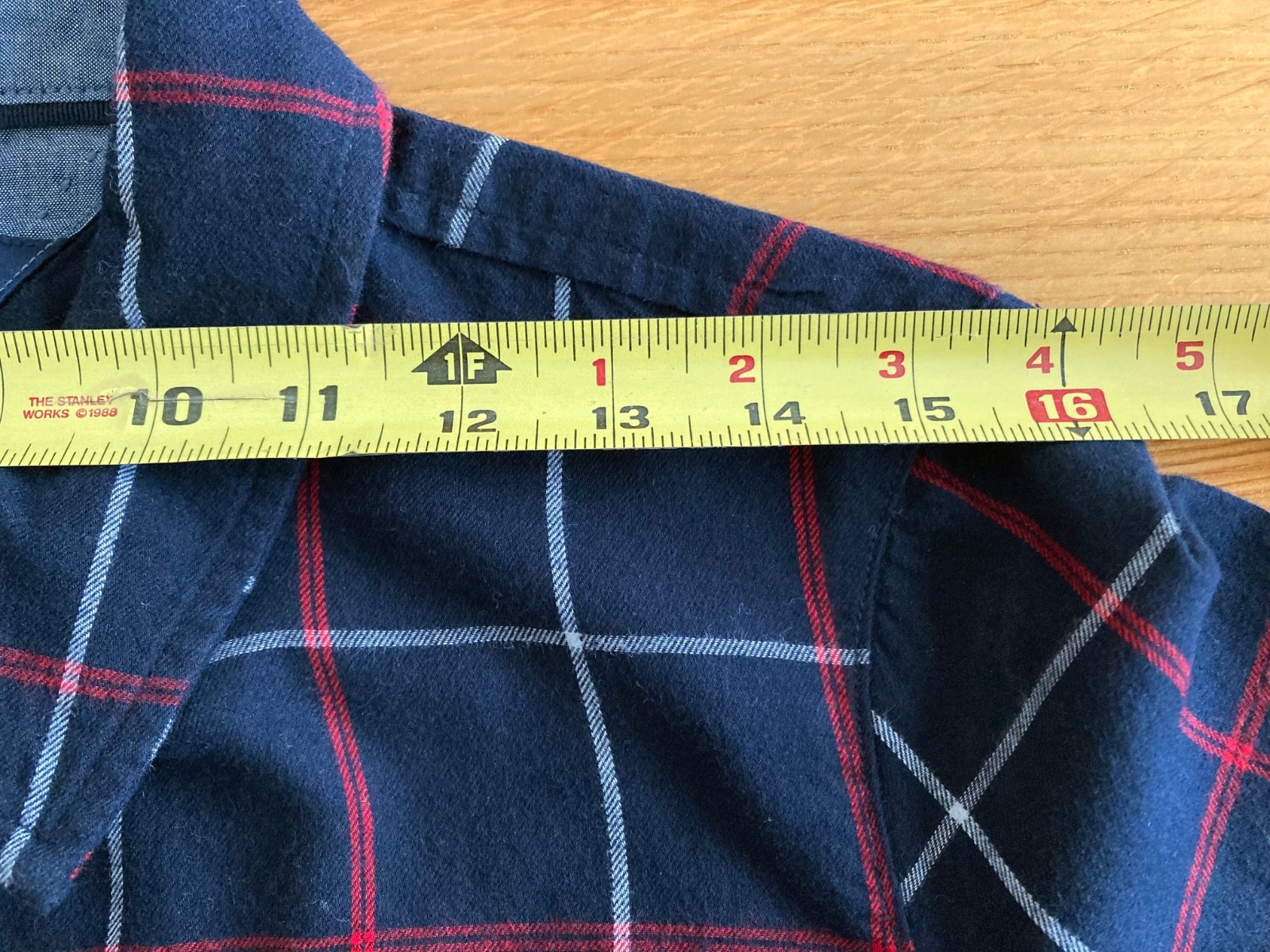 Women’s Tommy Hilfiger Quarter Button Long Sleeve Navy, Red, White Plaid Shirt-M