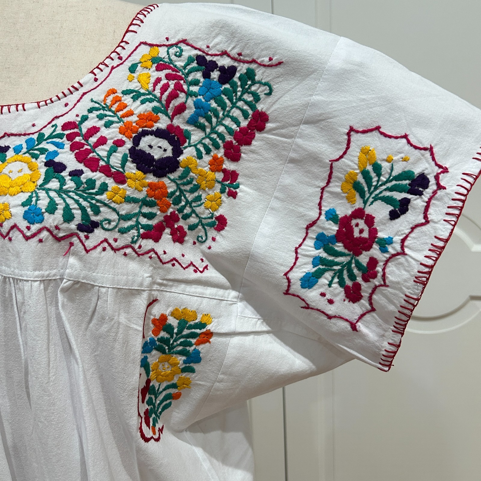 Sandra Blouse From San Antonino Oaxaca mexico. Artisan Top, Boho, short sleeve.