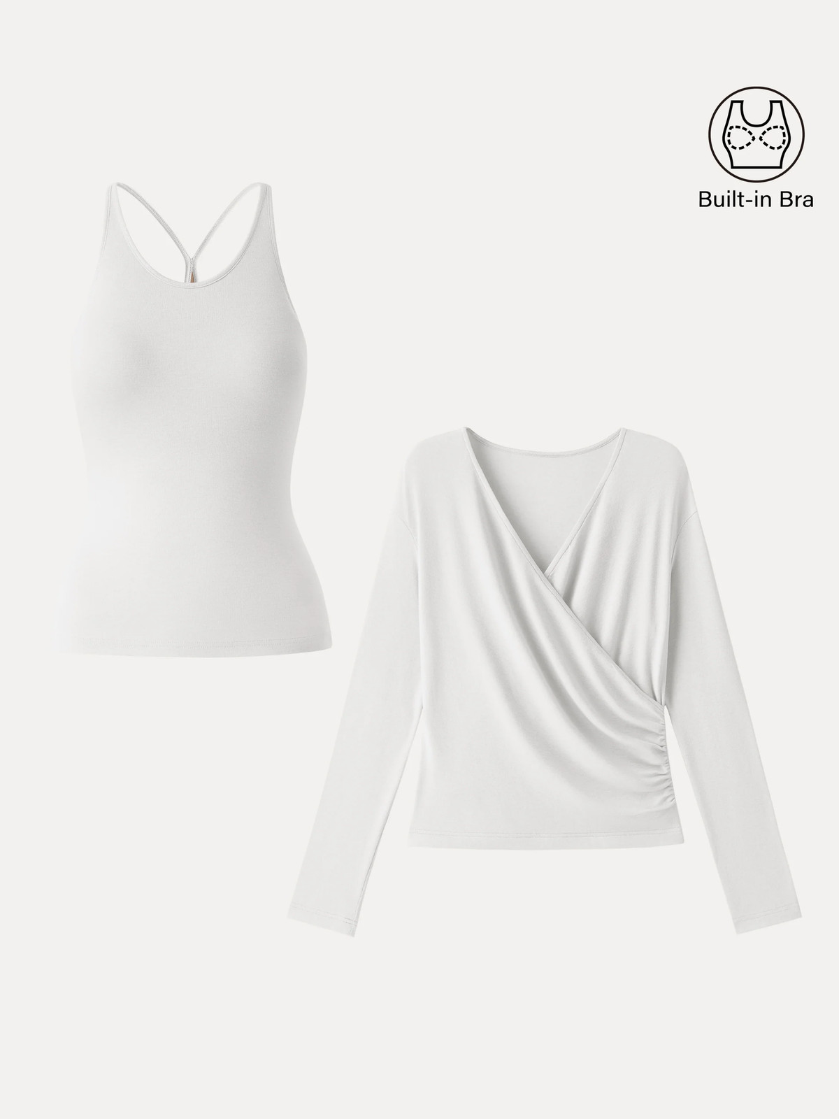 OGL Summer Two-Piece Set Cami with Surplice Ruched Top