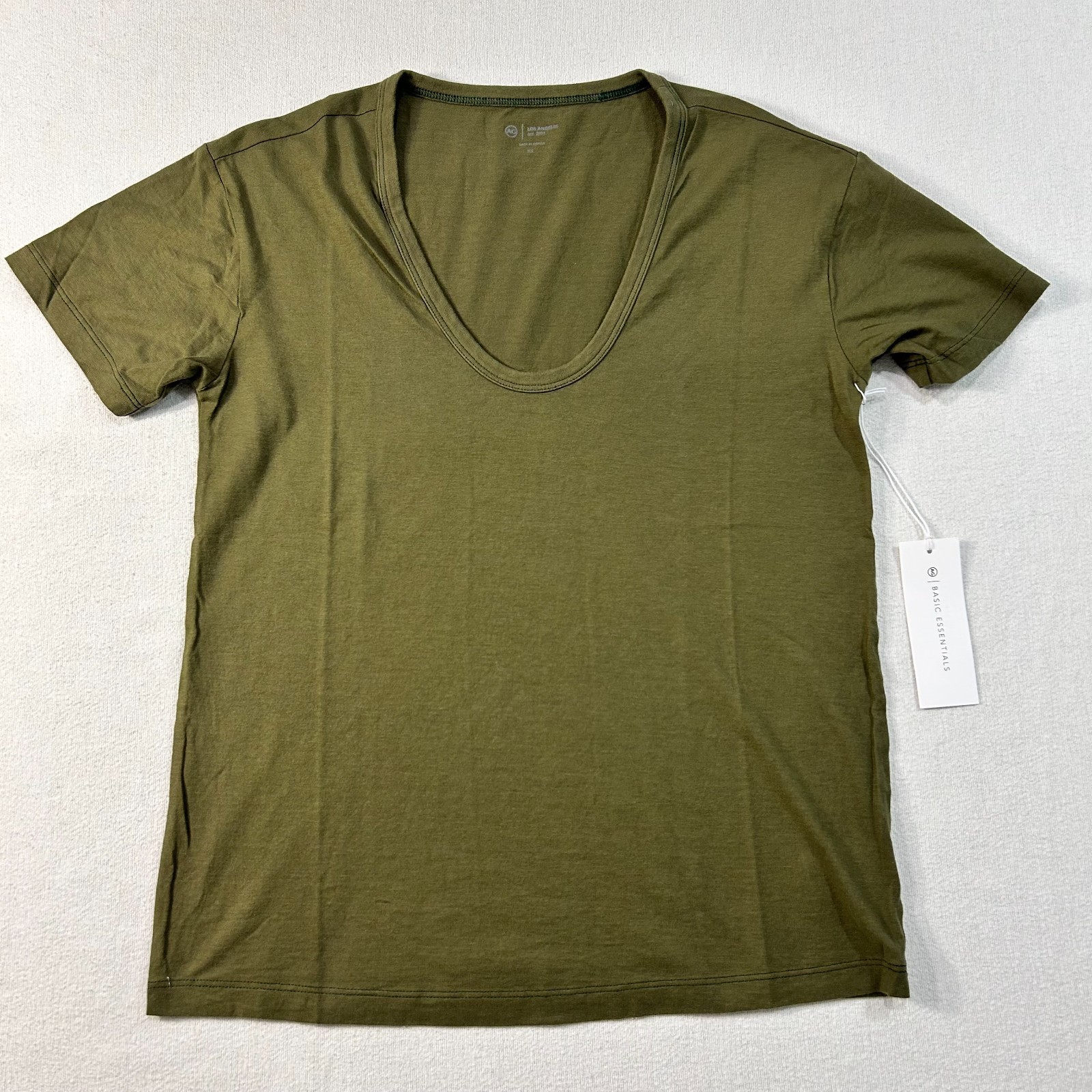 AG Adriano Goldschmied Olive Green Scoop Neck Tee Shirt Women’s XS NWT
