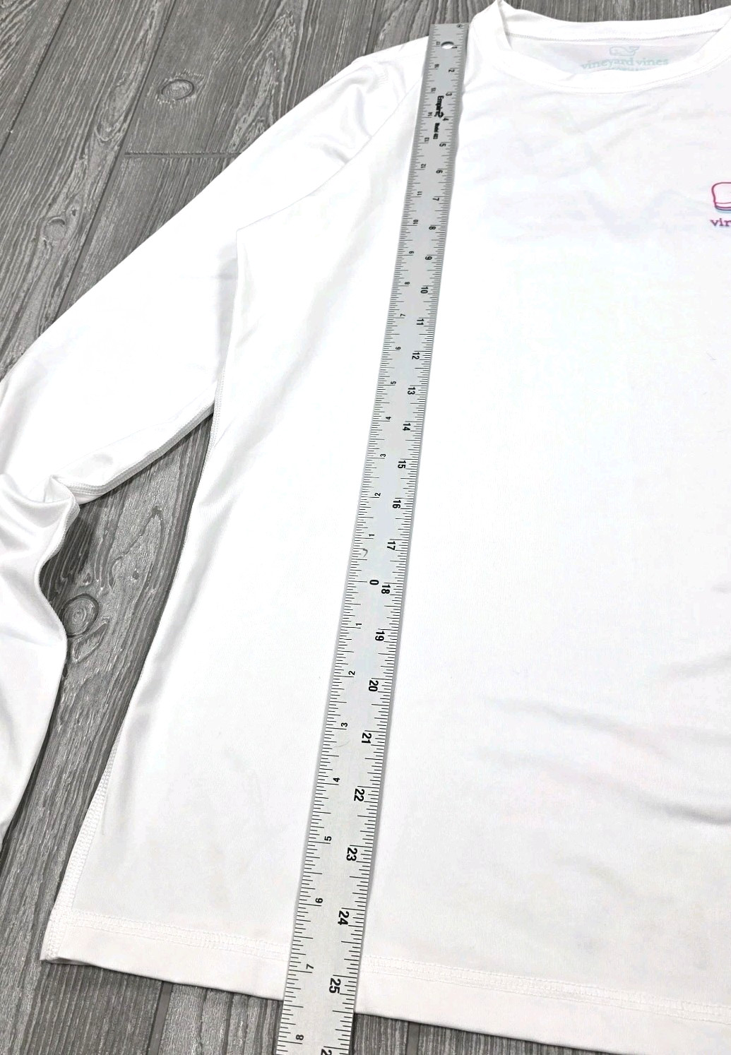 Vineyard Vines Performance Womens White Long Sleeve T Shirt Pink Blue Logo S
