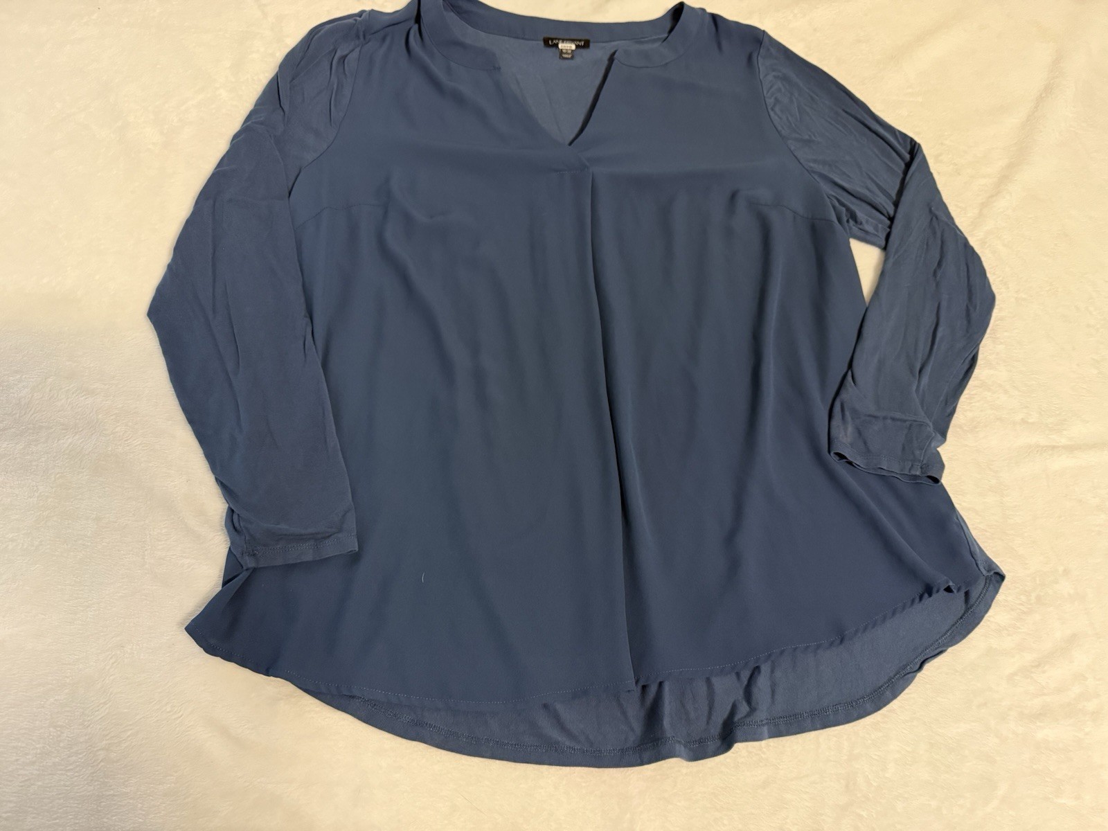 Lane Bryant Women’s 18/20 Blue Split Neck Long Sleeve Rayon Blend Blouse Plus