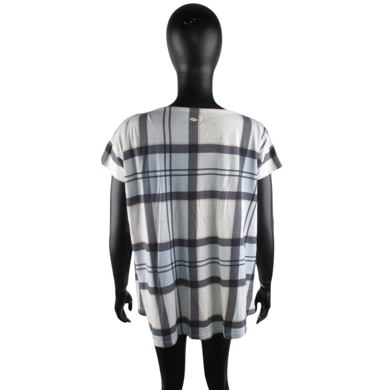 Barbour Summer Tartan Women’s Blue Check Top US 12 Relaxed Drape Short Sleeve L