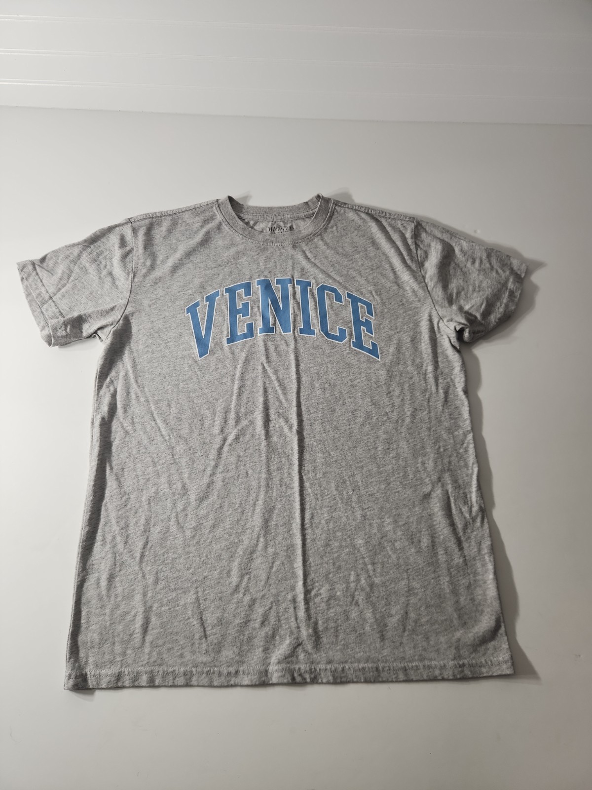 Mighty Fine Brand, Venice Gray/Baby Blue Shirt. Adult Medium