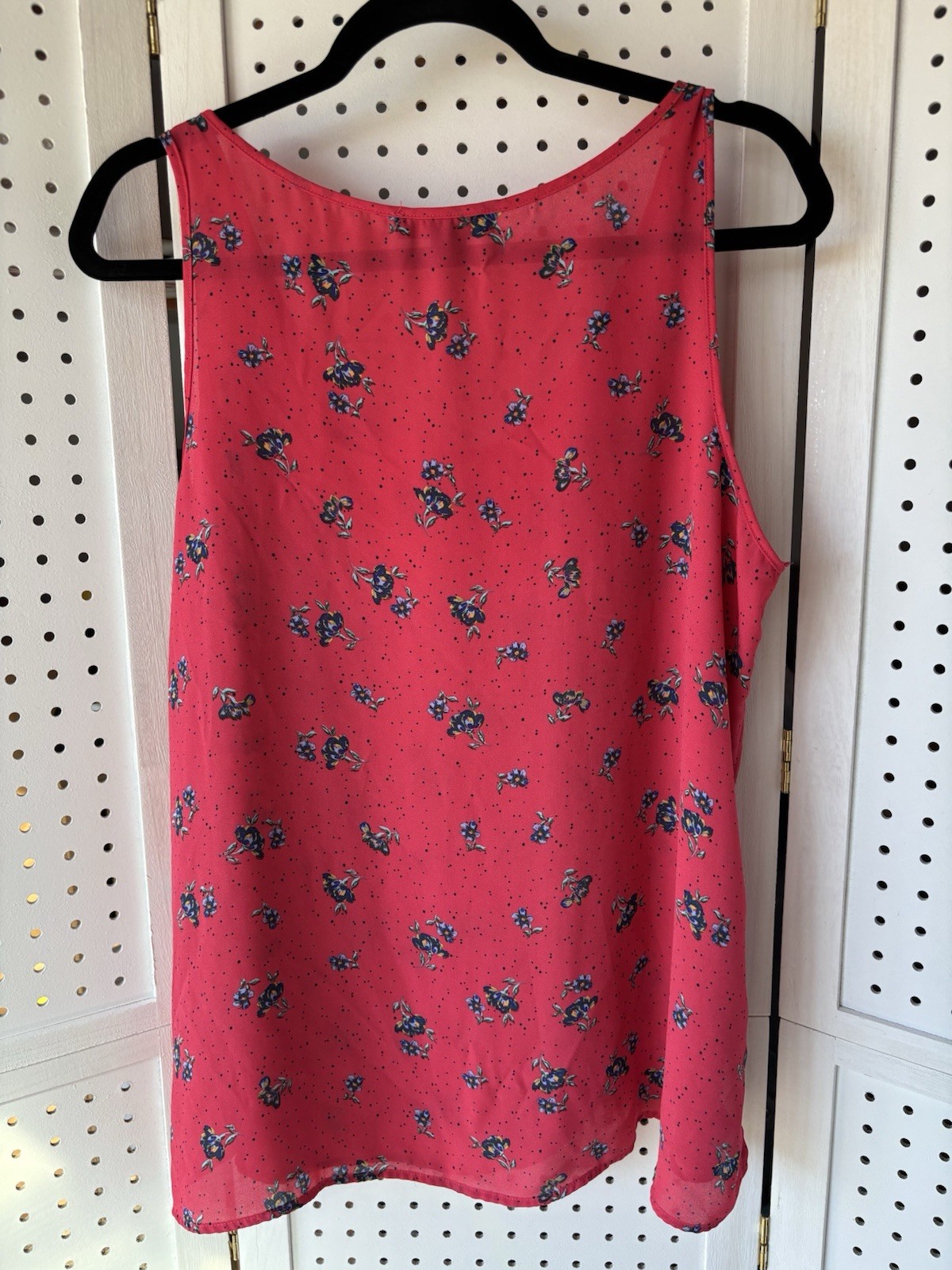 Primark Women’s 14 XL Sheer Tank Top Sleeveless Blouse Pink with Blue Flowers