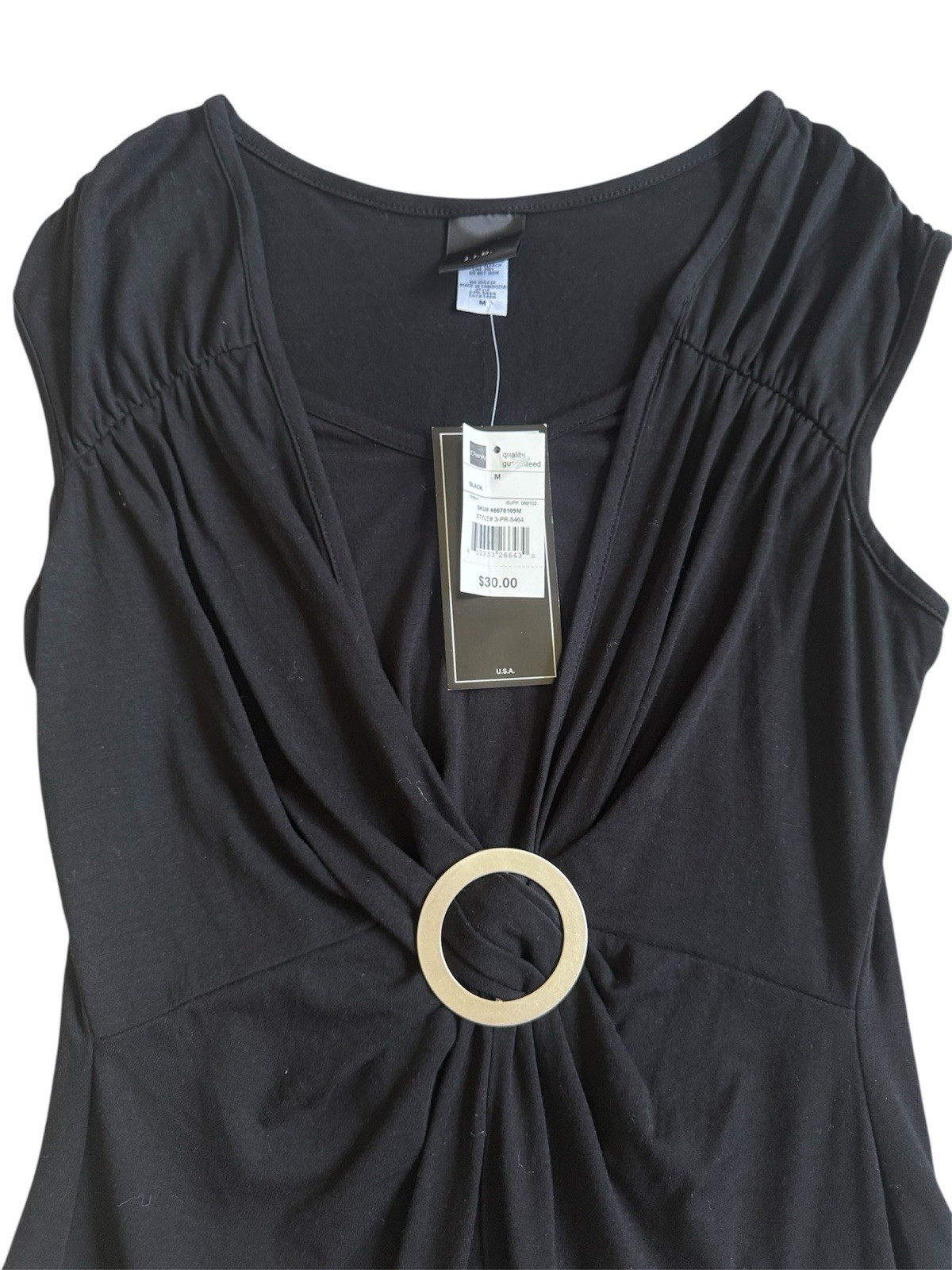 JTB Sleeveless Blouse Twist Detail Black Size Medium Shirt Top