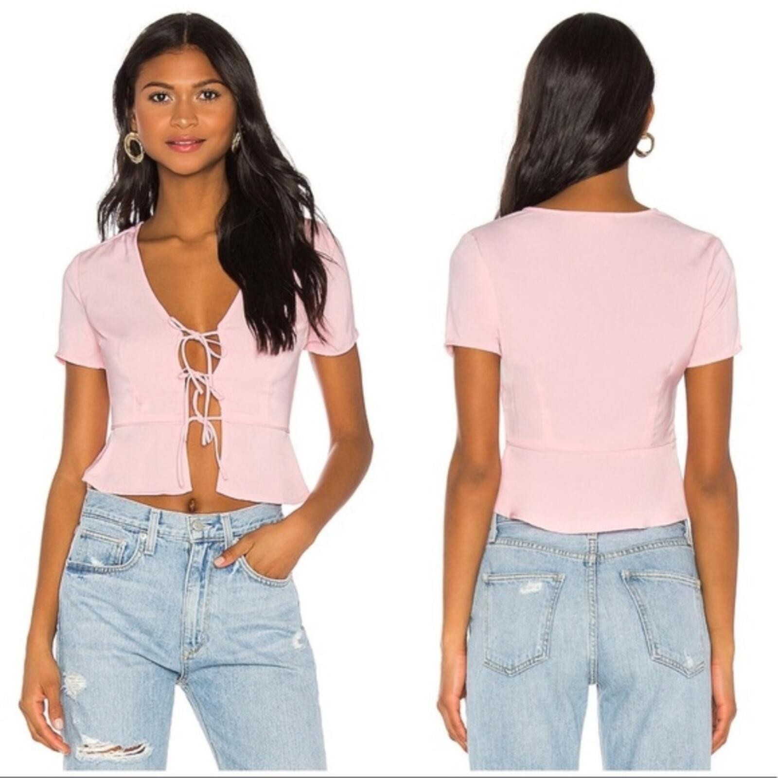Superdown Ciara Tie Front Top | Light Pink | NWT | Women’s Small | Revolve