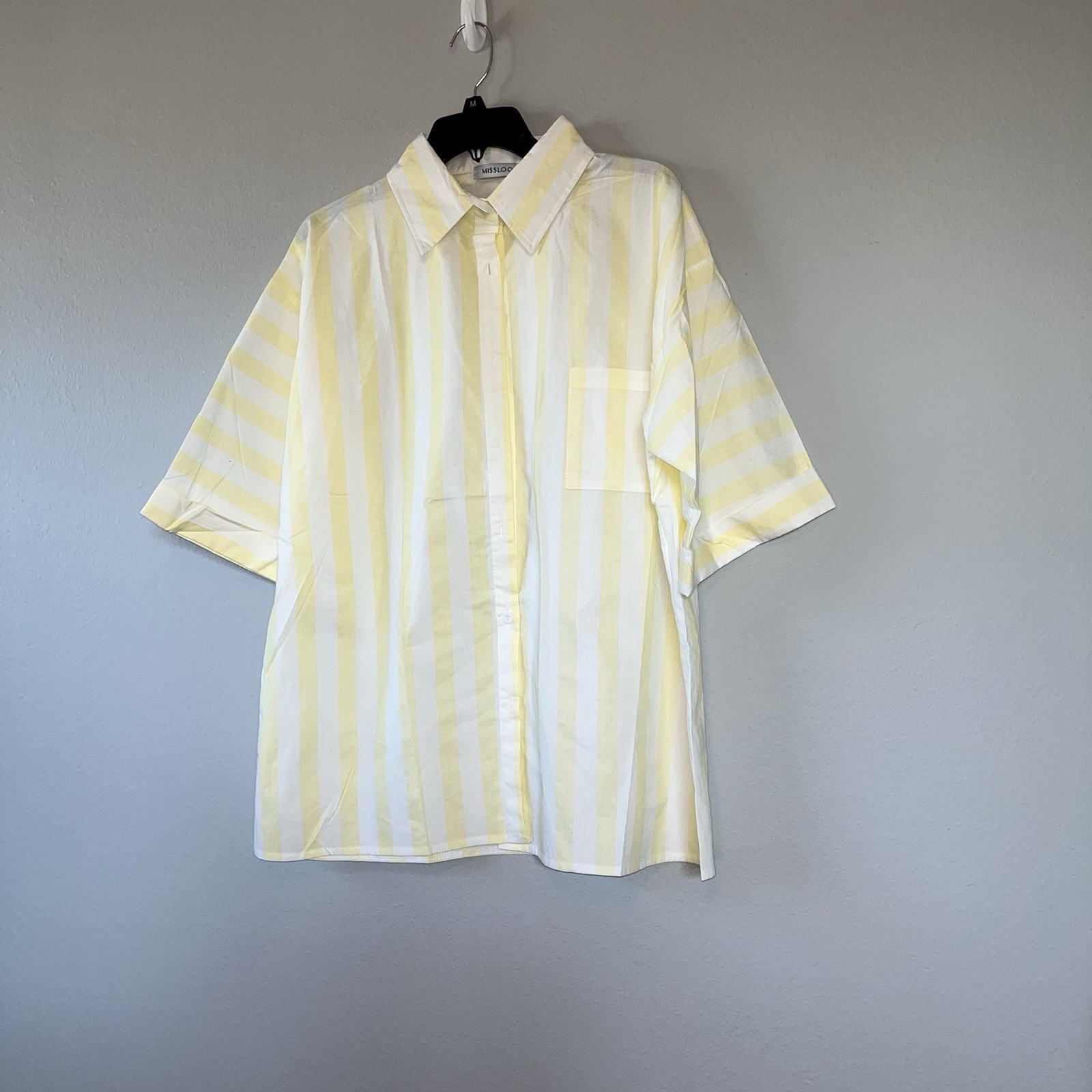 MISSLOOK Button Front Short Sleeve Shirt Size 5XL