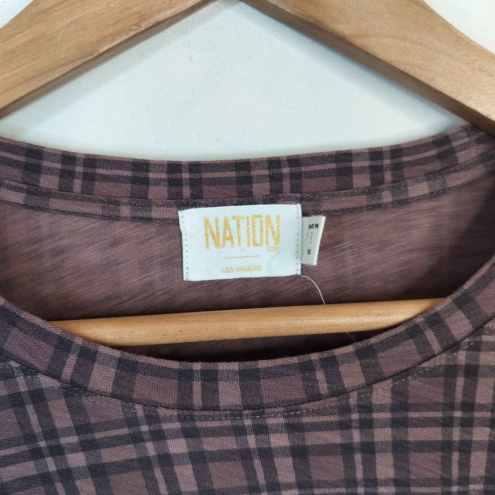 Nation LTD Romy Puff Sleeve Top Womens Small Tartan Plaid Pima Cotton