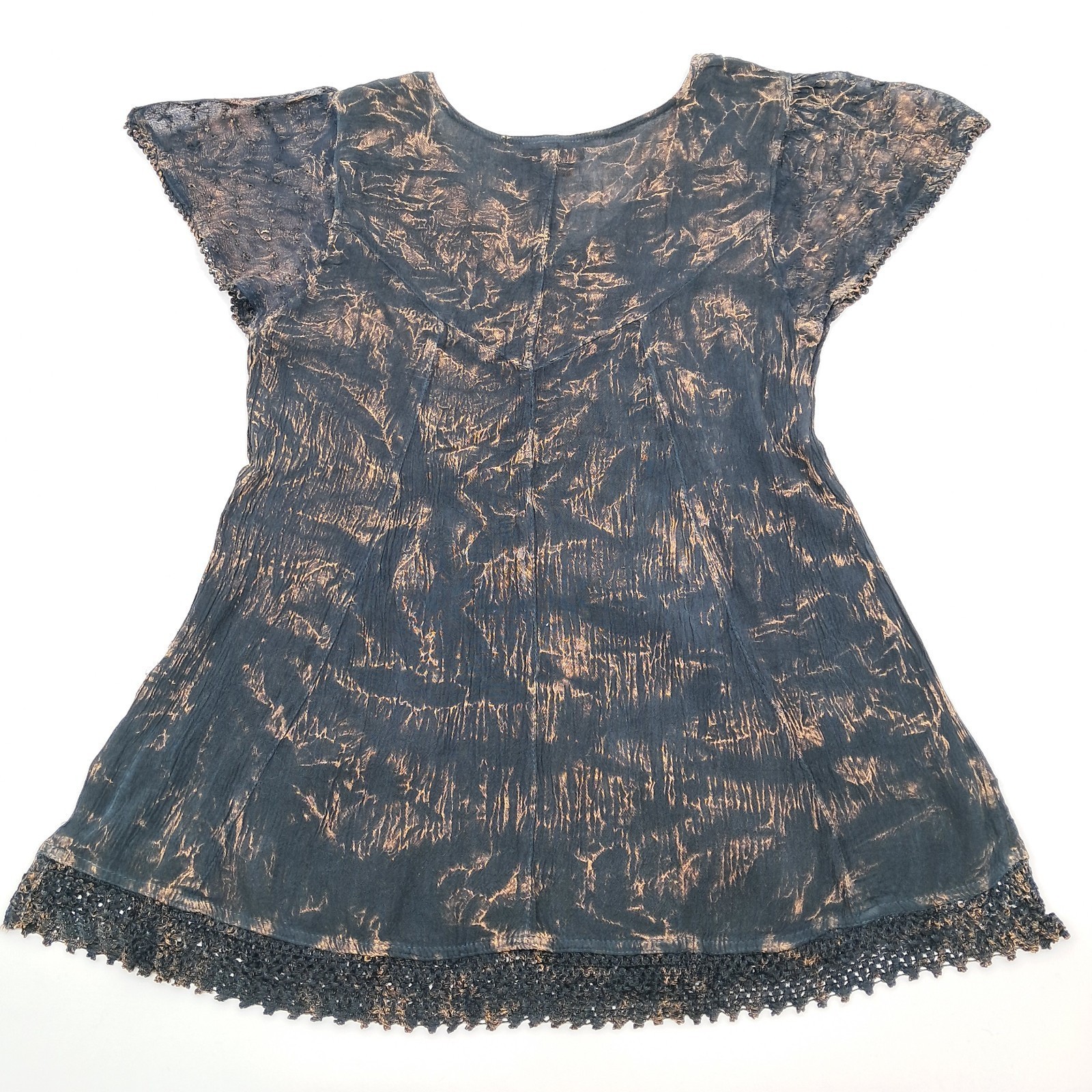 Sakkas Black Brown Embroidered Top Free Size Boho Whimsigoth Dark Fairy Festival