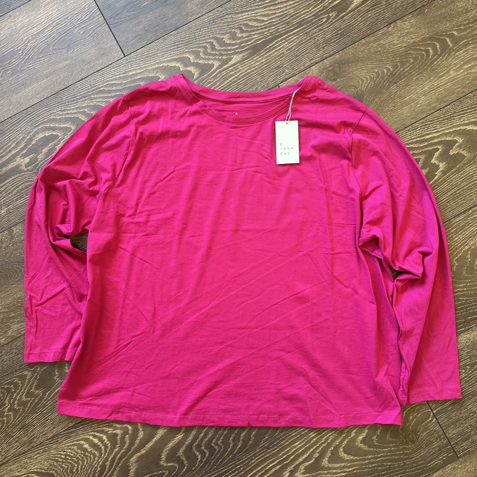 Size 2X A New Day Long Sleeve Crew Neck – Color: Pink T-Shirt 100% SUPIMA Cotton