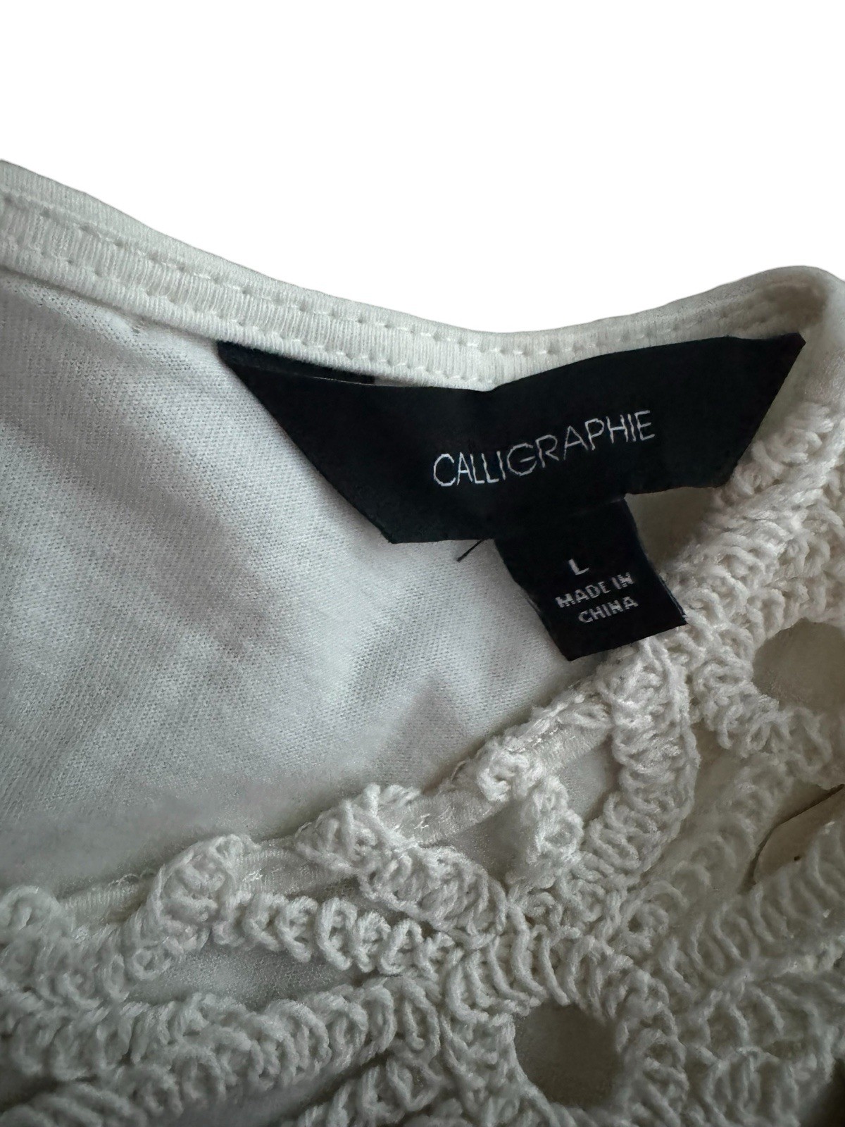 Calligraphie Ivory Crochet Lace Flutter Sleeve Blouse Top L NWT