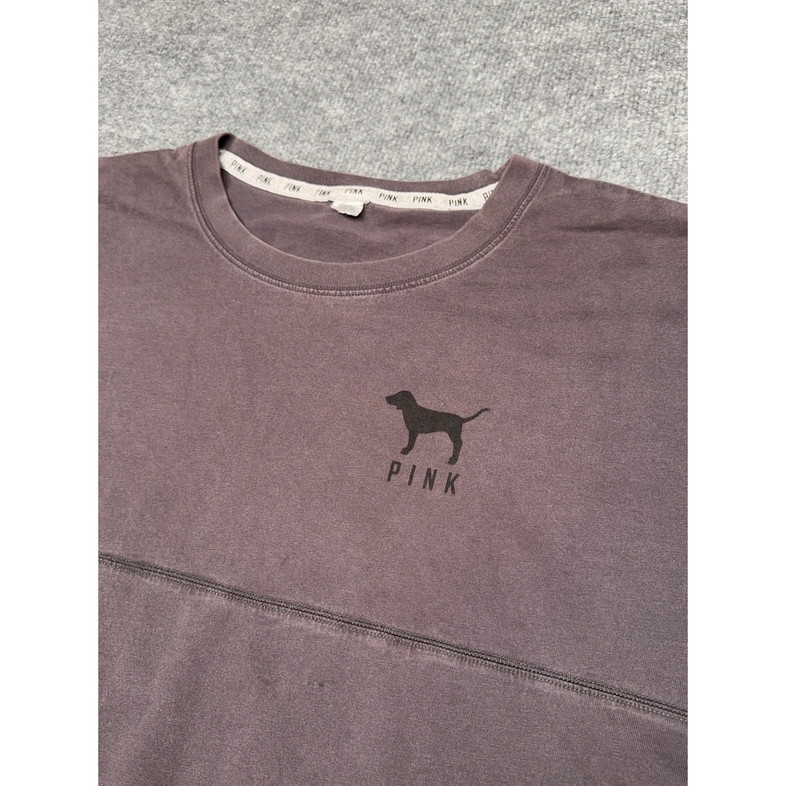 PINK Victoria’s Secret Spirit Jersey Women L Faded Plum Leopard Print Good Logo