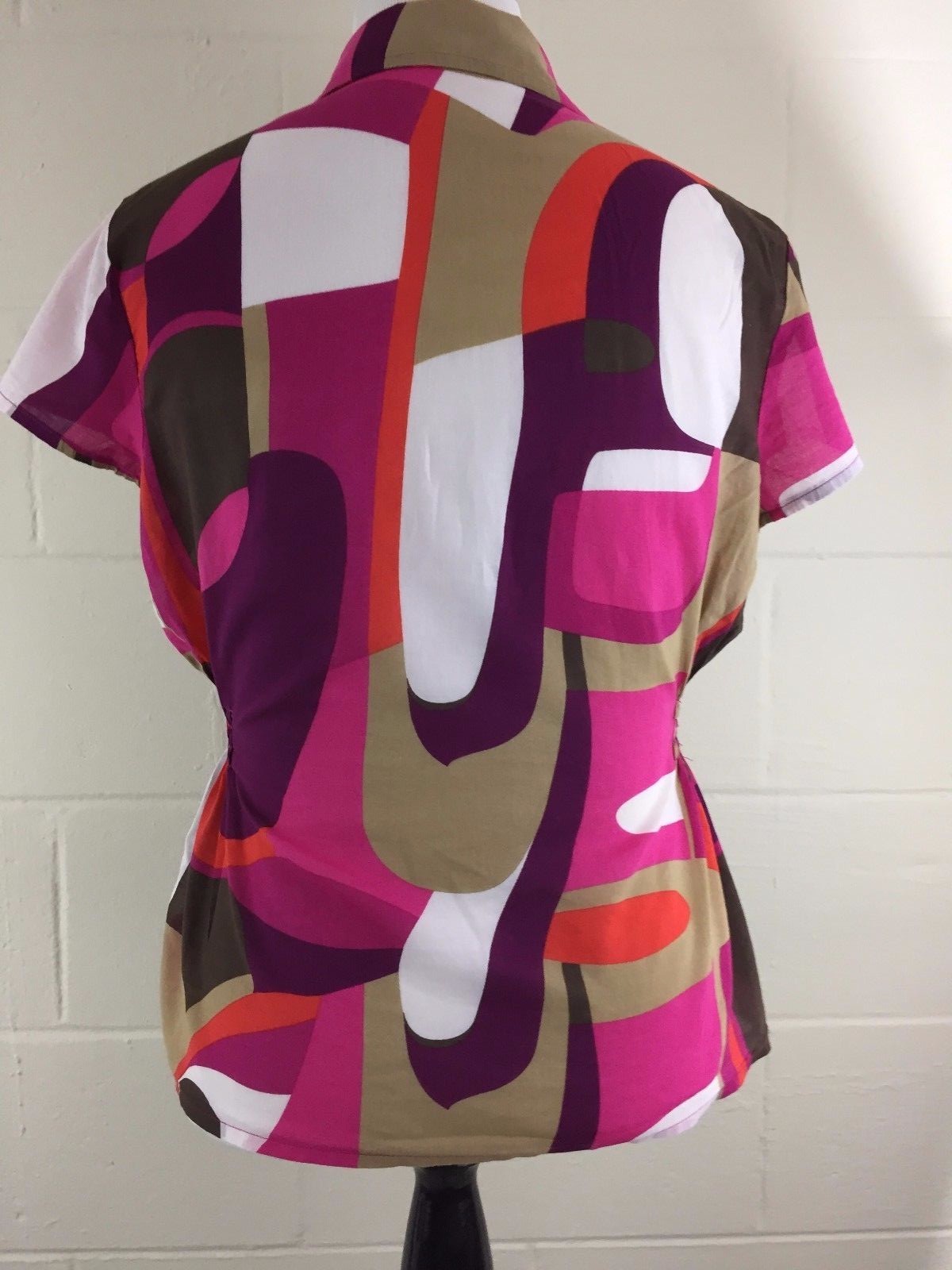 Womens Button Up Blouse Abstract Tag Missing