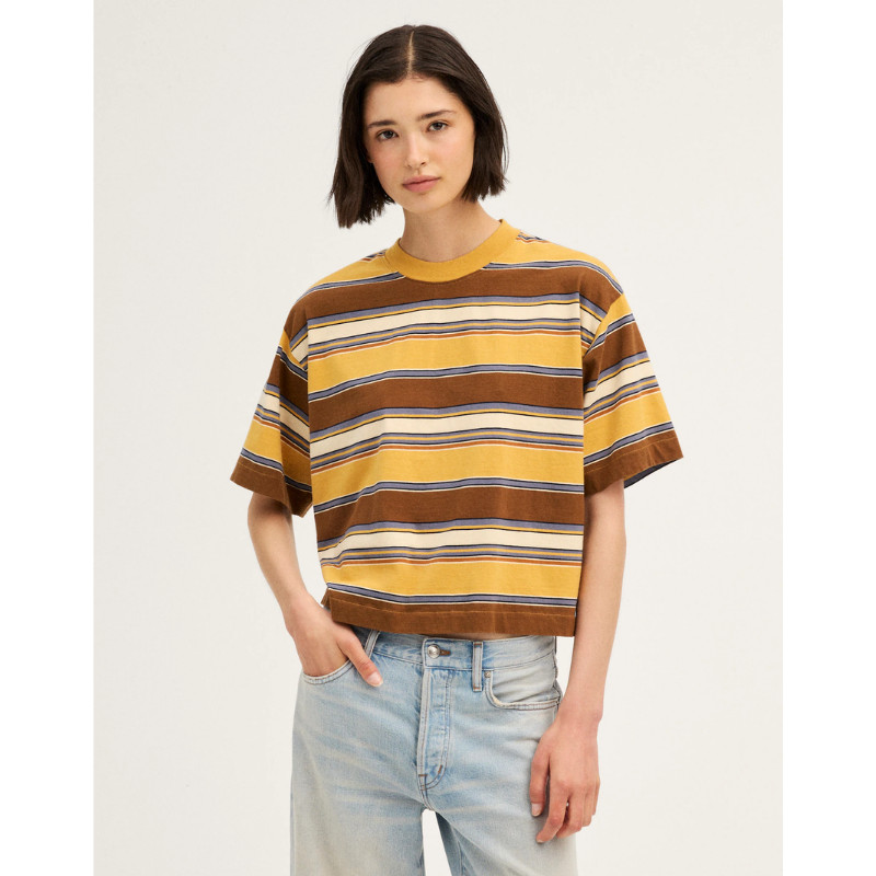 Madewell The Boxy Crop Tee in Allday Jersey Tinsel Stripe