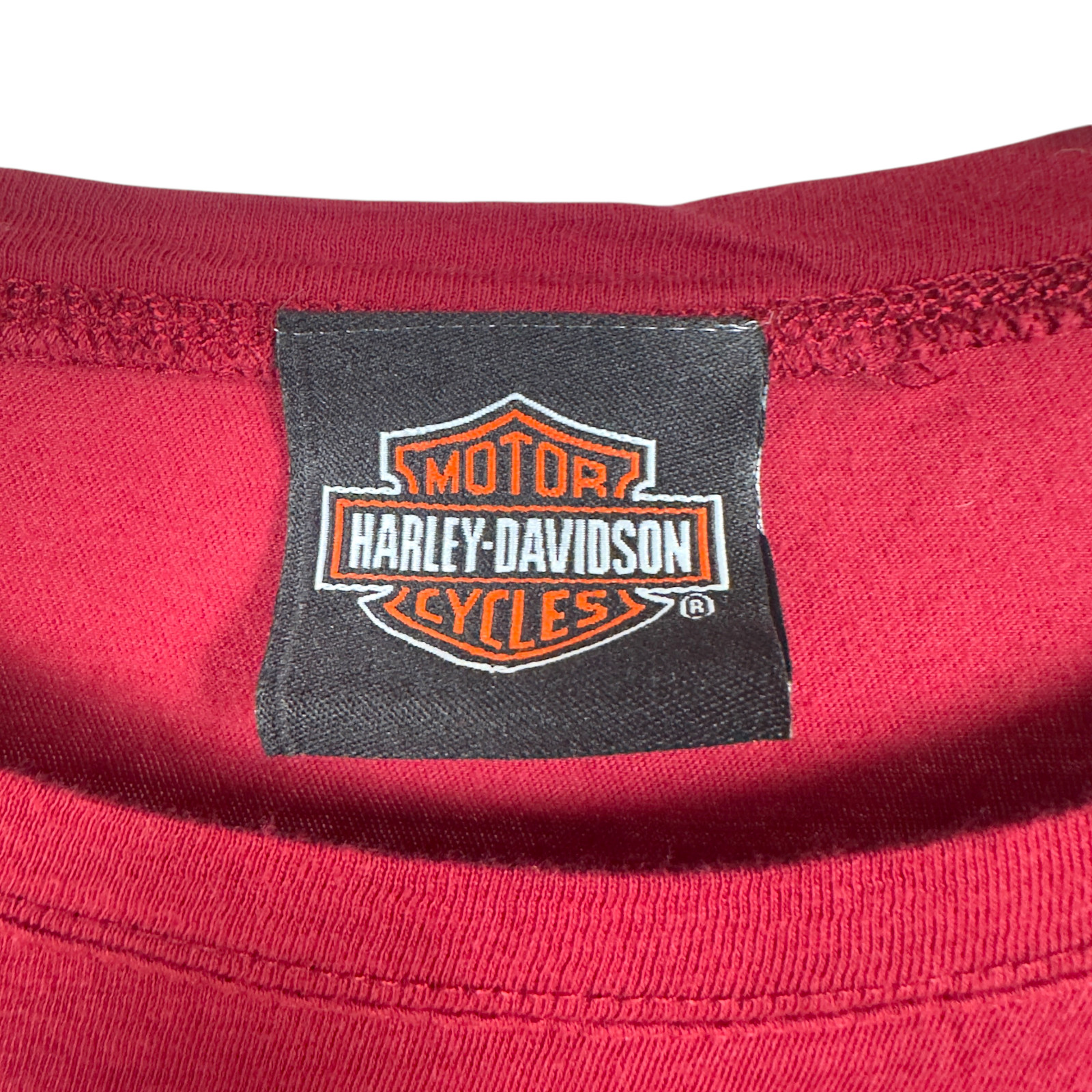 Harley Davidson Long Sleeve Red Graphic Tee Women’s S Y2K Retro Motorcycle Top