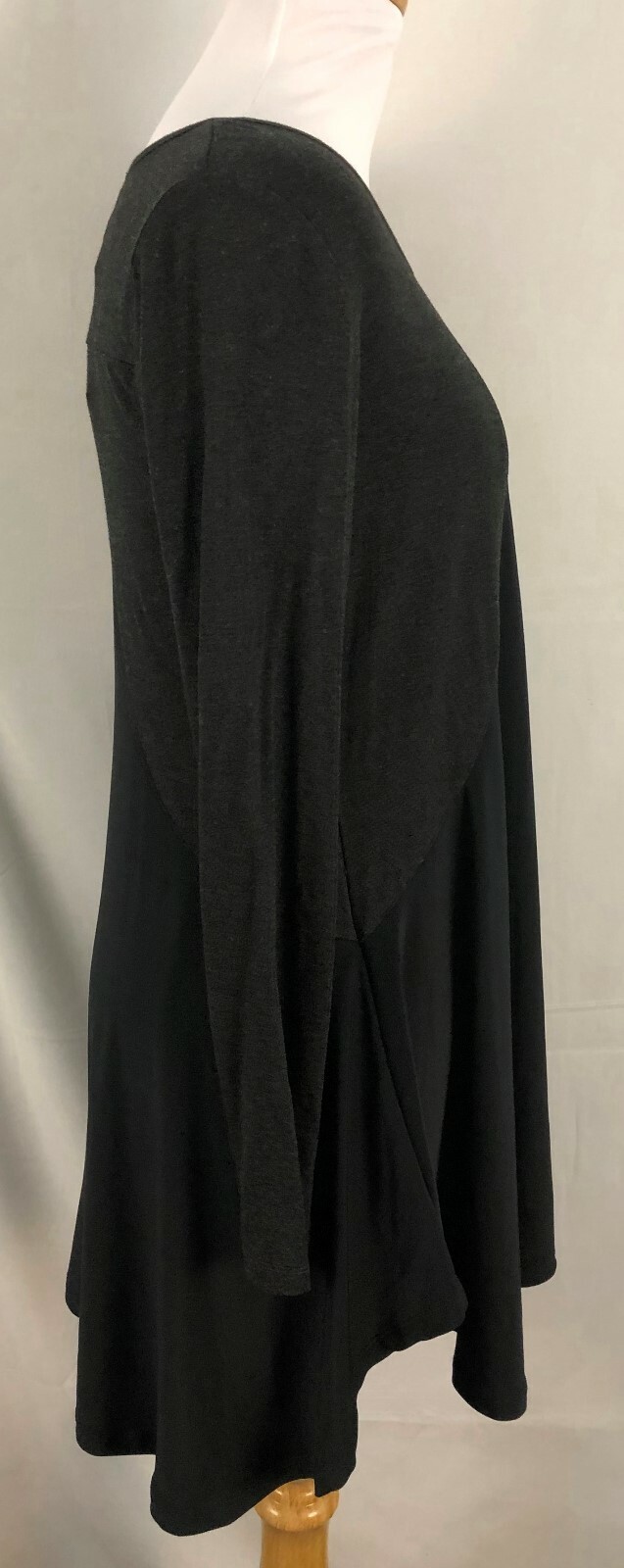 New Yest Pullover Long Top Black Gray Hi Lo Polyester Viscose 4 Small