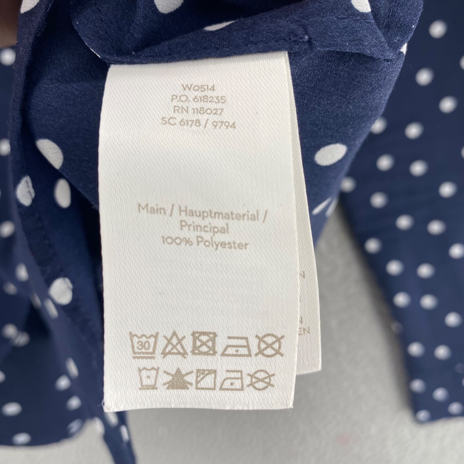 Boden Shirt Women 2 Navy Polka Dot Button Up Long Sleeve Notch Lapel Office Work