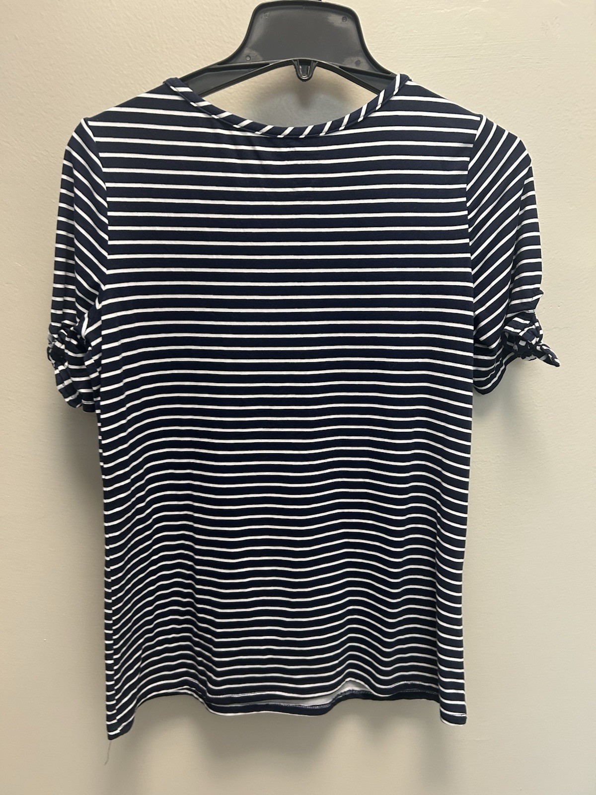 Croft & Barrow M Navy & White Striped Knit Tie Cuff Short Sleeve T-Shirt
