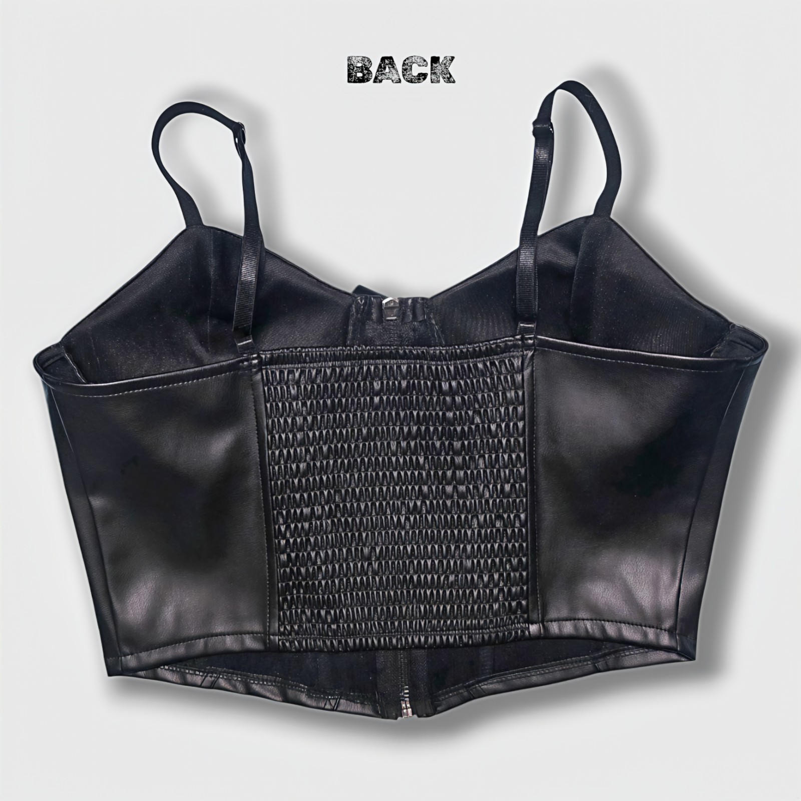 No Boundaries NWOT Women’s Black Leather Front Zip Bustier Top Size Medium