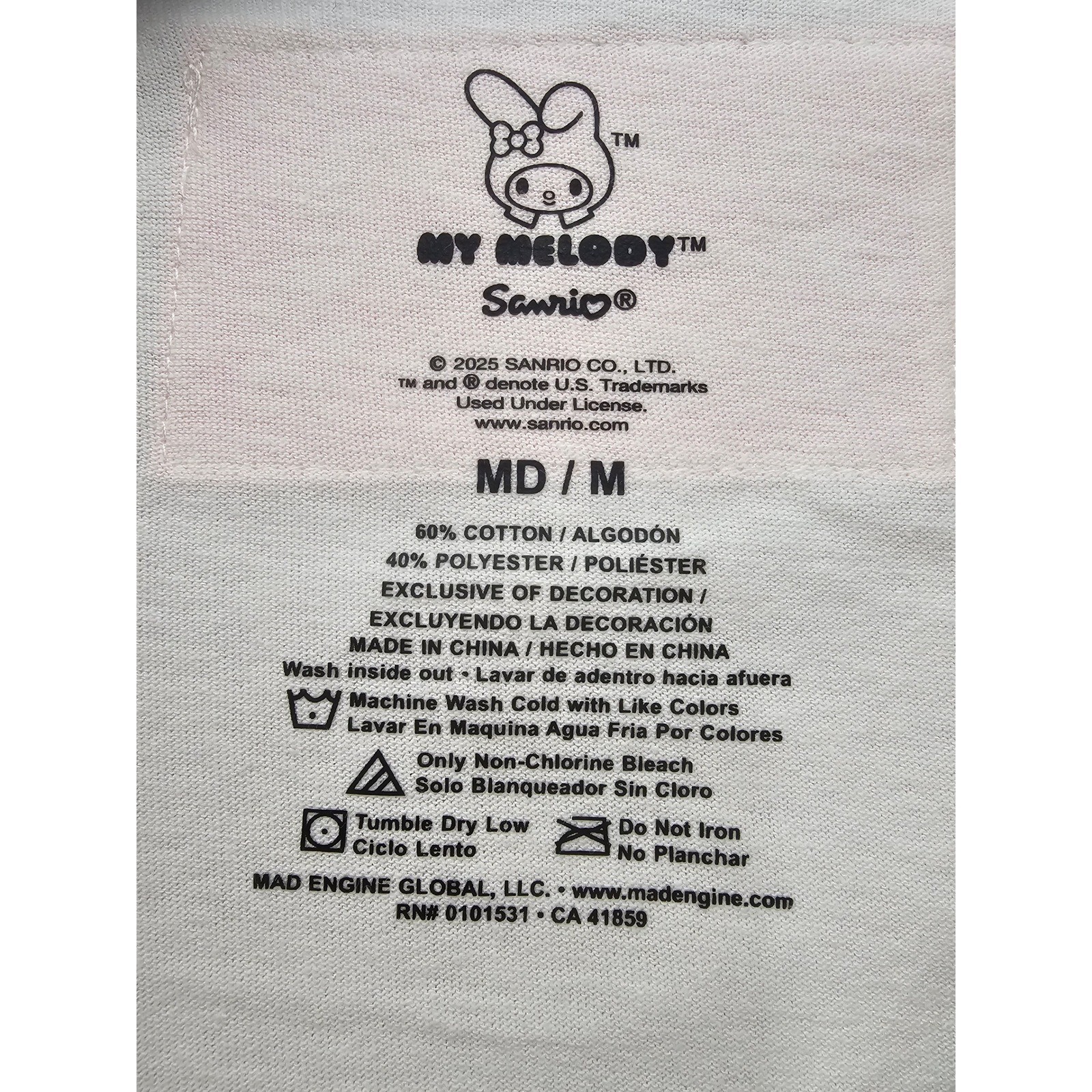 Sanrio My Melody Raglan T-Shirt Womens Medium Pink Cream Brown KTHK014GSZ NEW