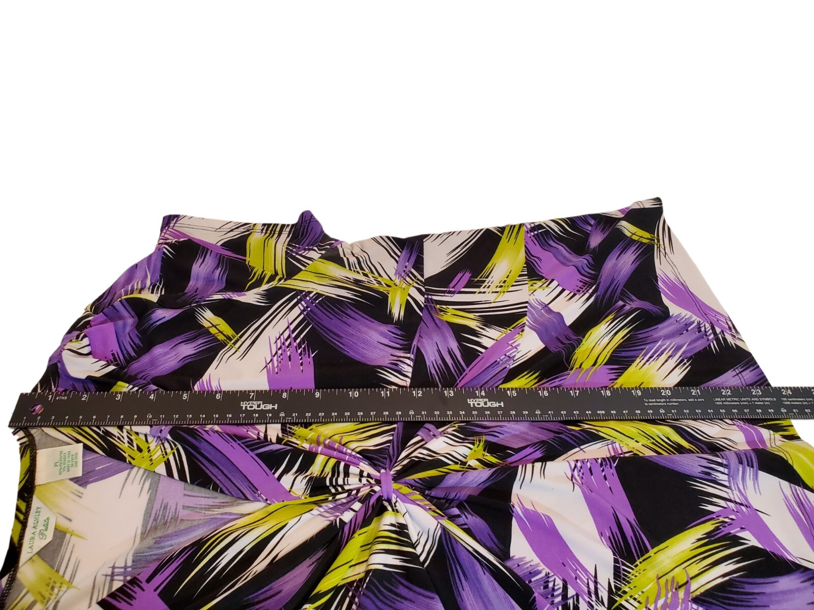 Laura Ashley Blouse PL Slimming V Neck Short Sleeve NWT Black/White/Purple/Grn