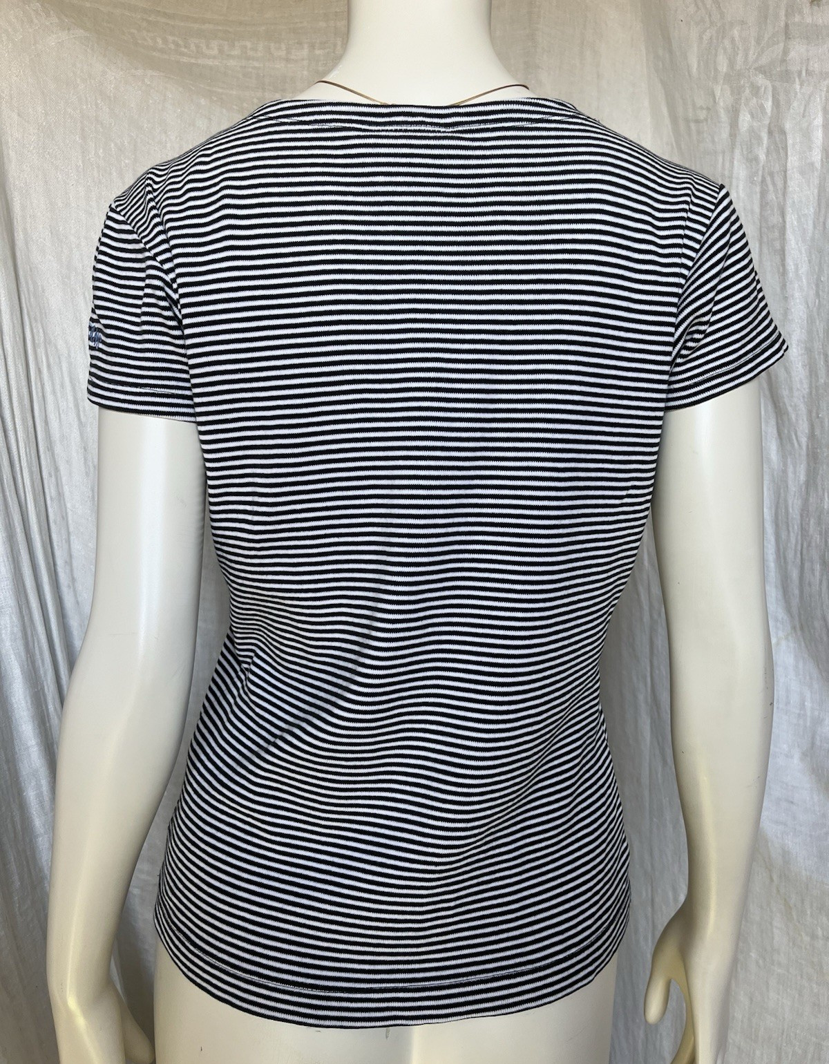 Vintage 90s Y2K Polo Jeans Classic Striped Tee Basic Cotton Top Womens M USA