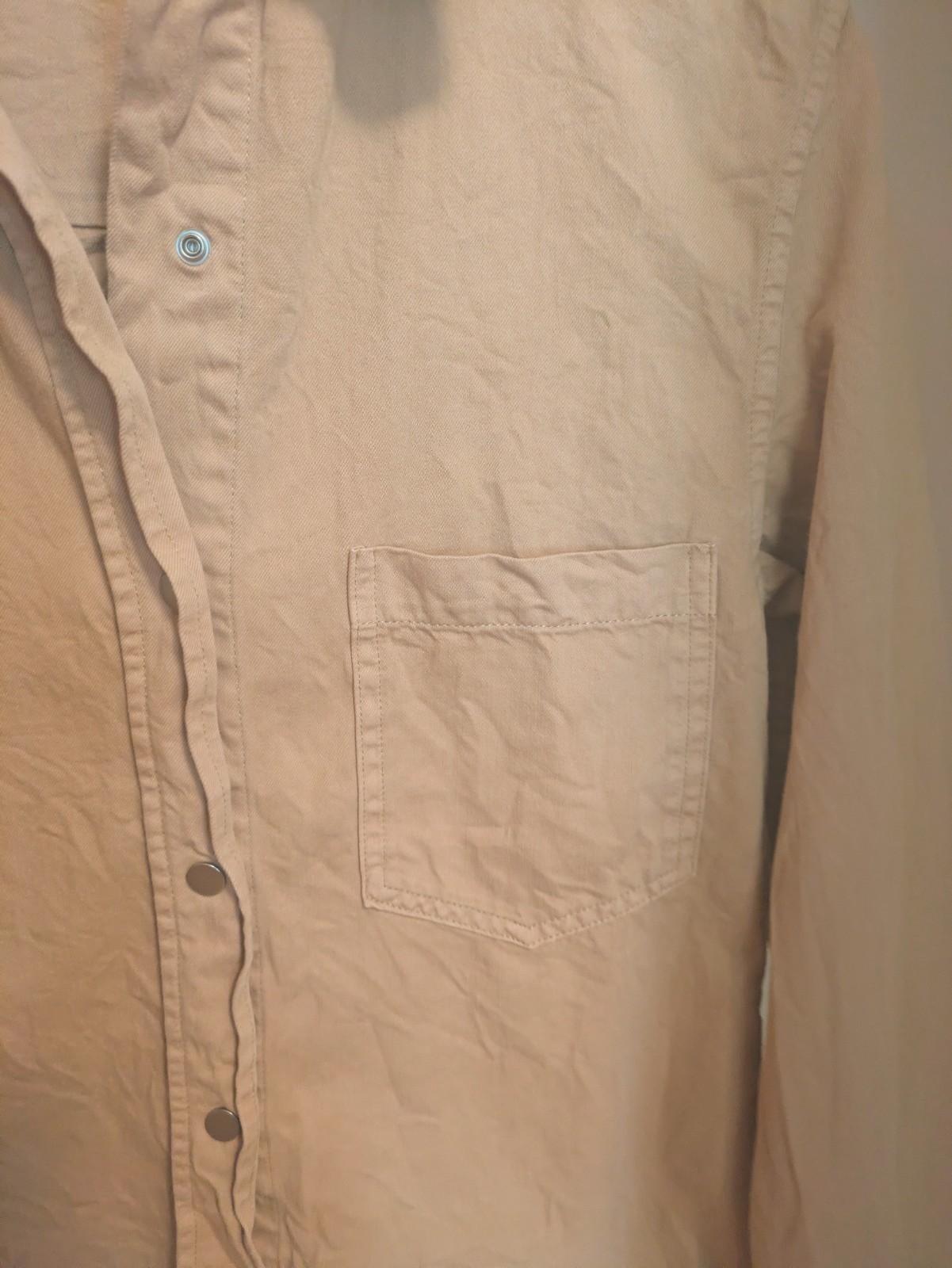 Vince Cotton twill snap front overshirt shacket tan size xs