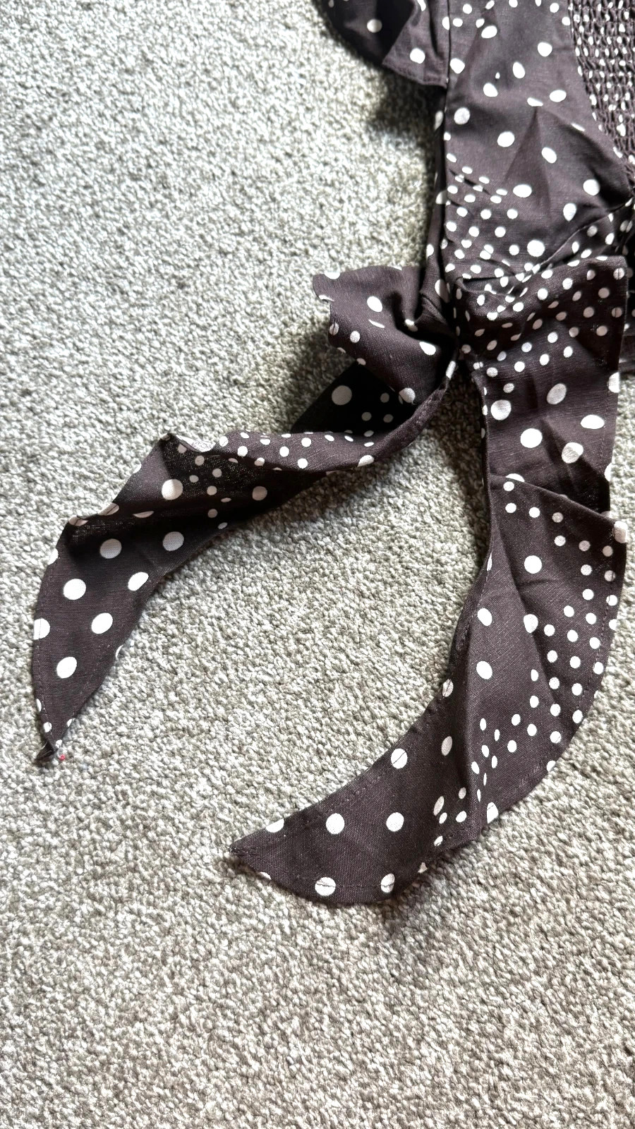 Style Envy Polka Dot Ruffle Camisole Top Brown White S NWT