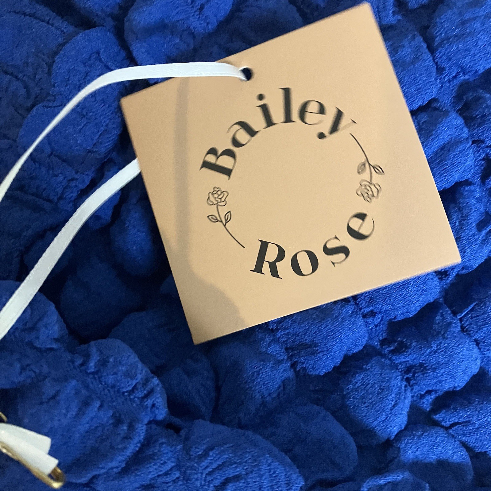 Coastal Modern Artsy BAILEY ROSE Bubble Knit Shirt LARGE Electric Blue Stretchy