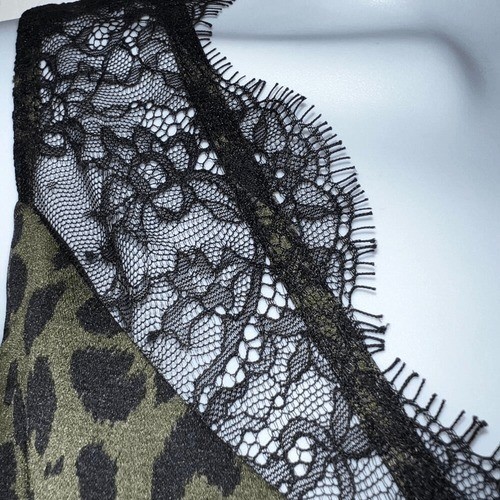 EXPRESS Army Green & Black Leopard Print Lace Trim Sleeveless Tank Top NWOT XS