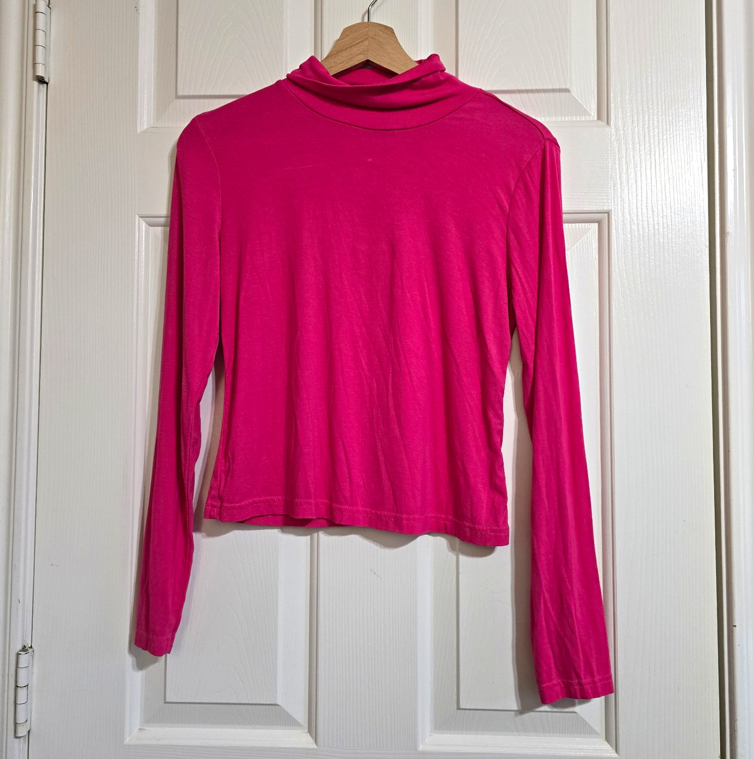 SHEIN Women’s Pink Solid Knit Turtleneck Long Sleeve Top Size L Regular