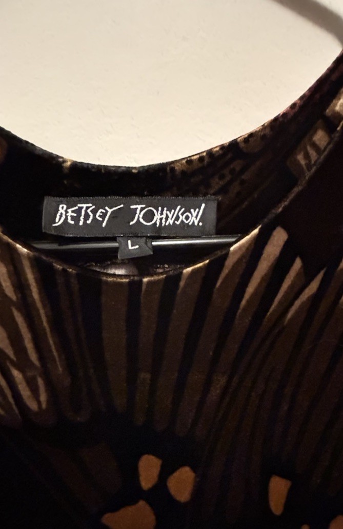 Betsey Johnson Vintage 90s Iconic Velvet Butterfly Print Mini Shift Dress Sz L